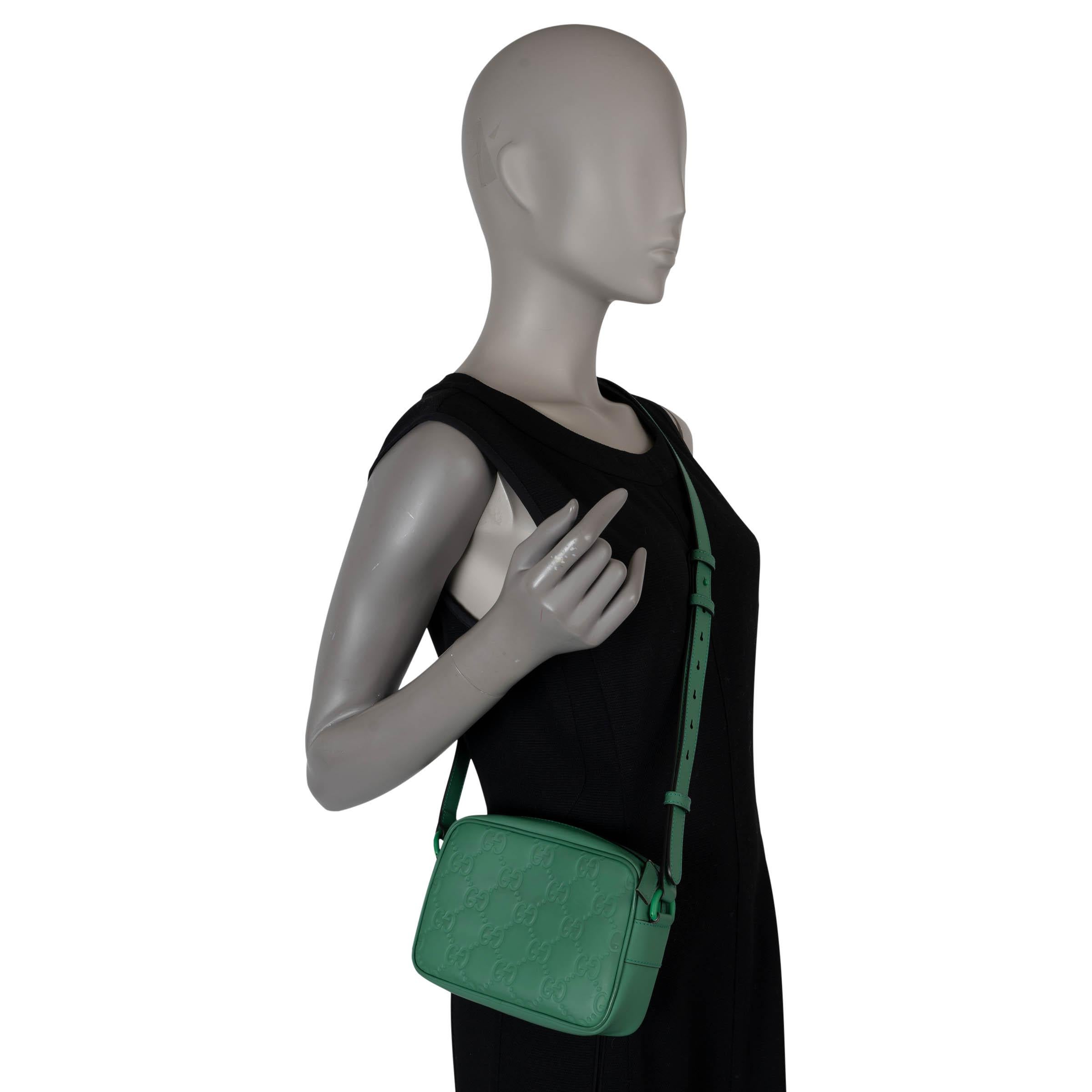 GUCCI Nuevo Verde trébol 2024 GG EFECTO GOMA MINI Bolso Crossbody en venta 4