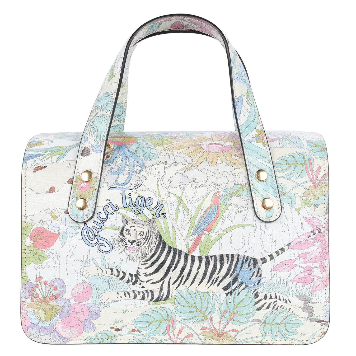 Gucci New Shangai Calfskin Tiger Savanah Mini Horsebit 1955 Foldover Top Handle 2