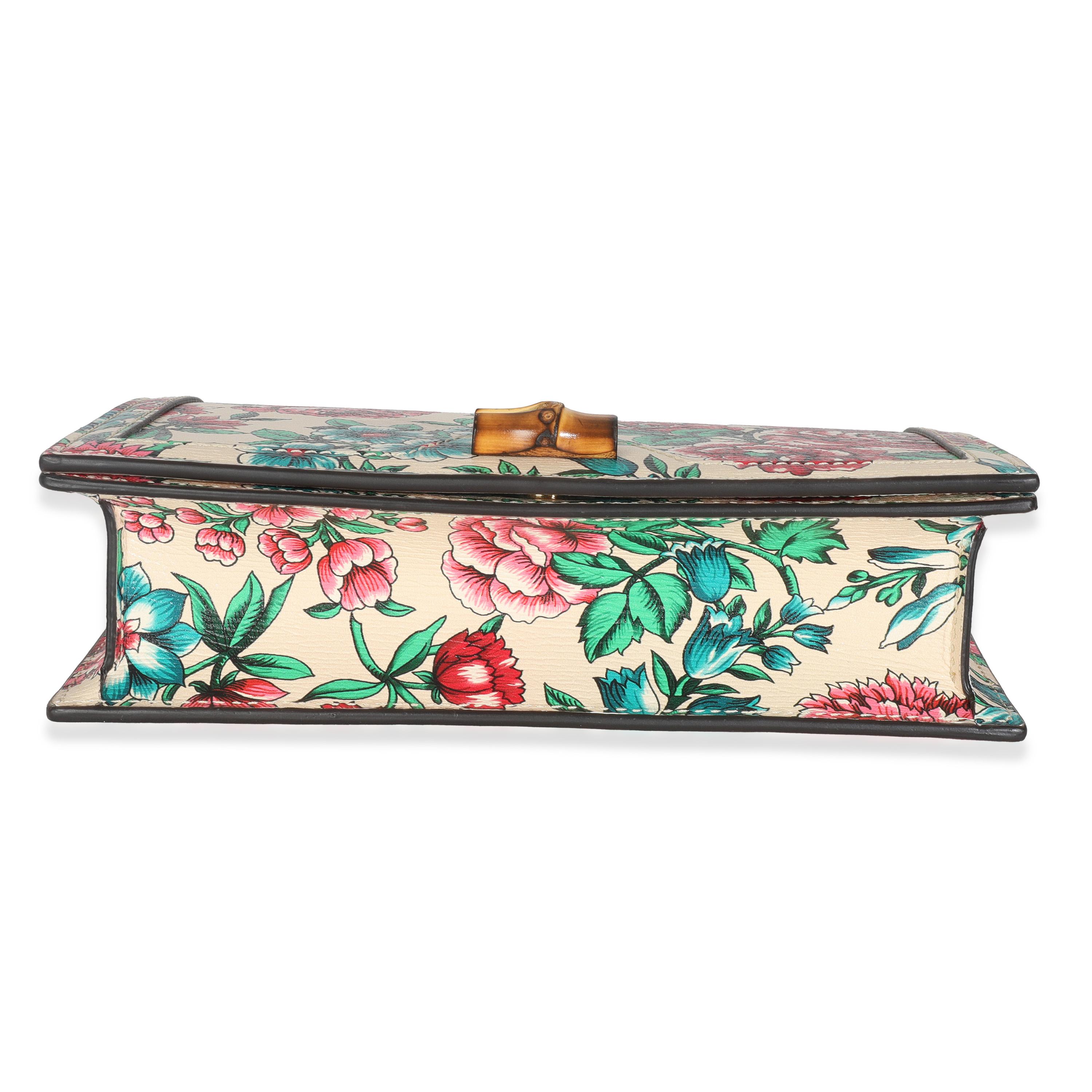 Gucci New Shanghai Portafoglio a catena Diana in pelle di bambù con motivo floreale in vendita 3