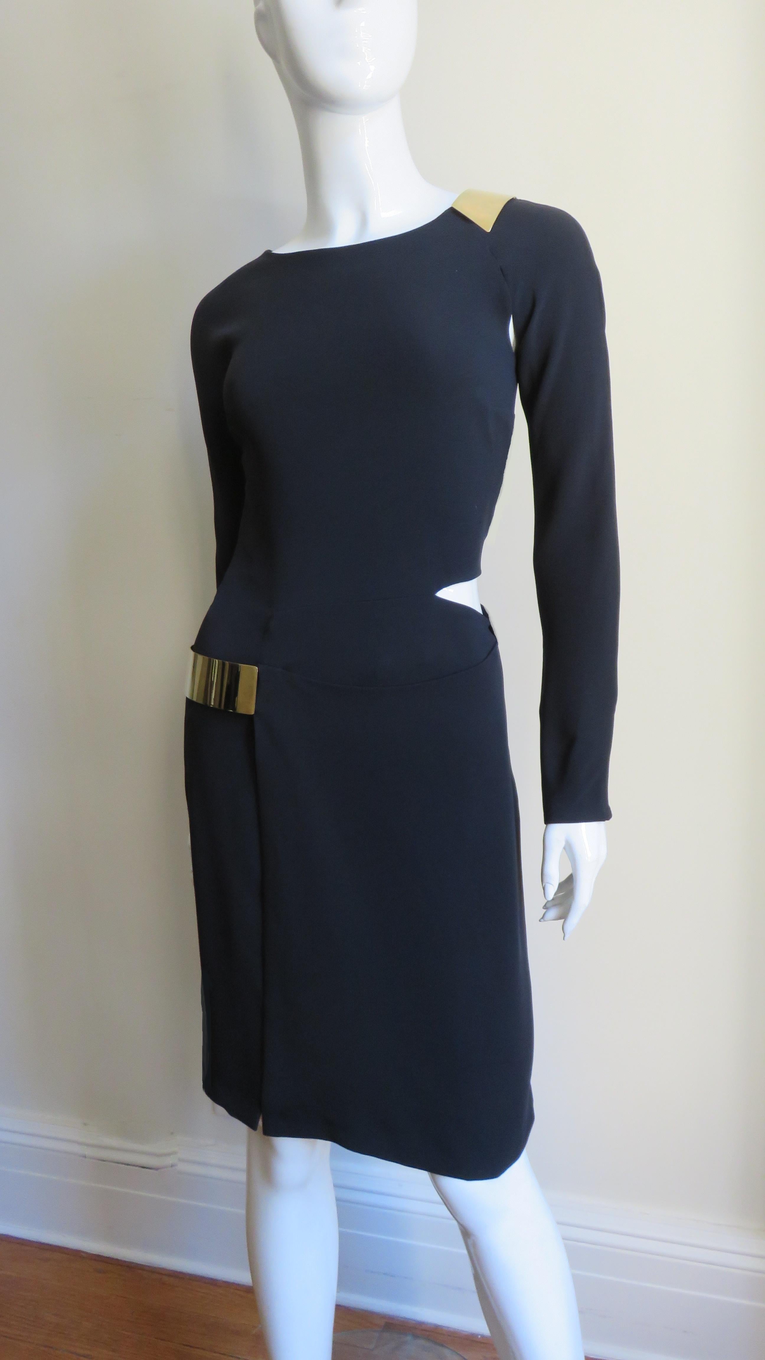 Gucci New Silk Dress with Cut outs and Hardware For Sale 3