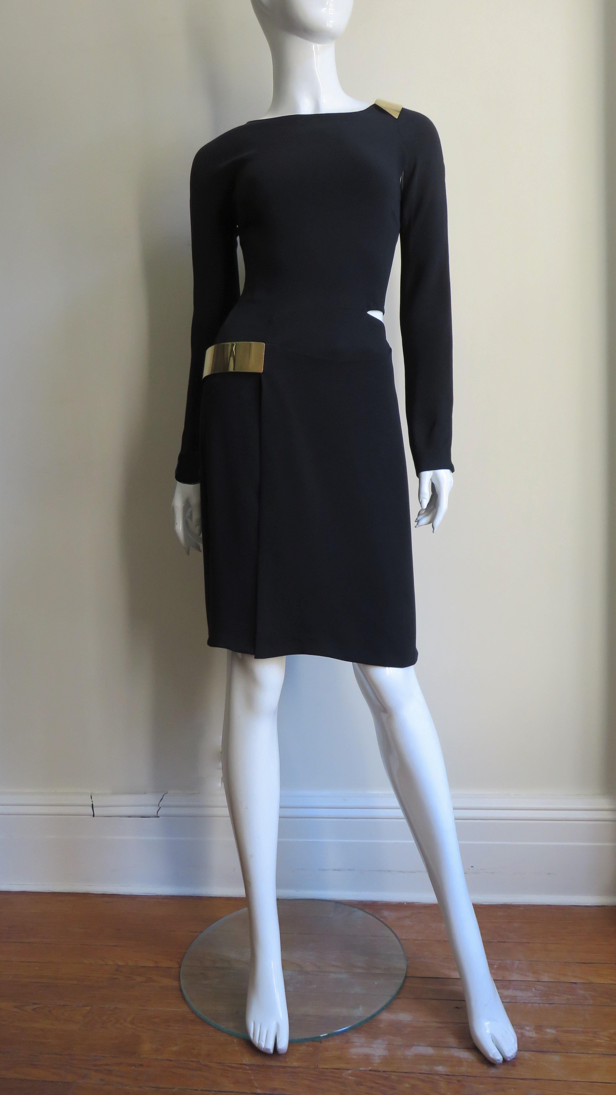 Gucci New Silk Dress with Cut outs and Hardware For Sale 6