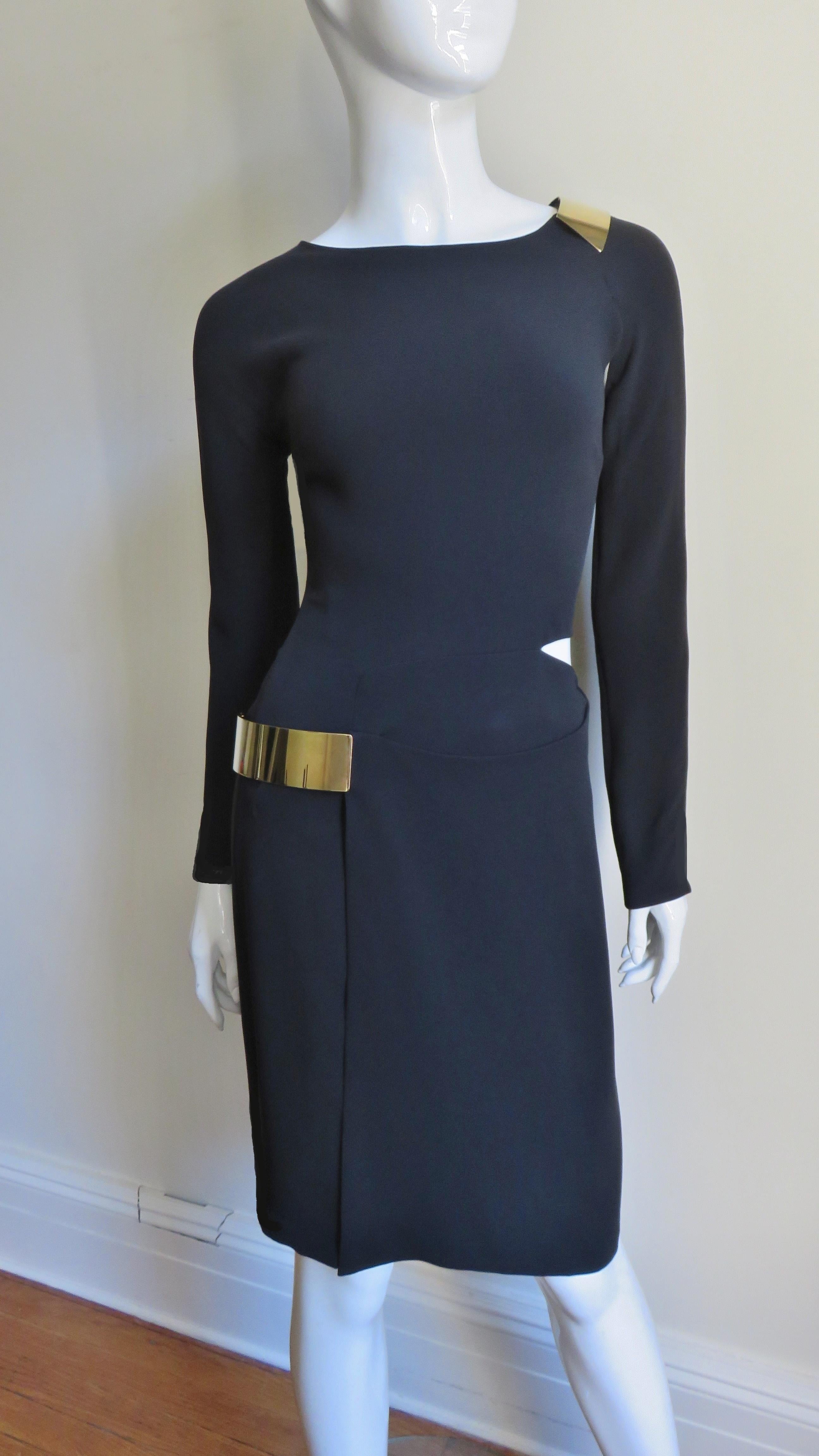 Women's Gucci New Silk Dress with Cut outs and Hardware For Sale