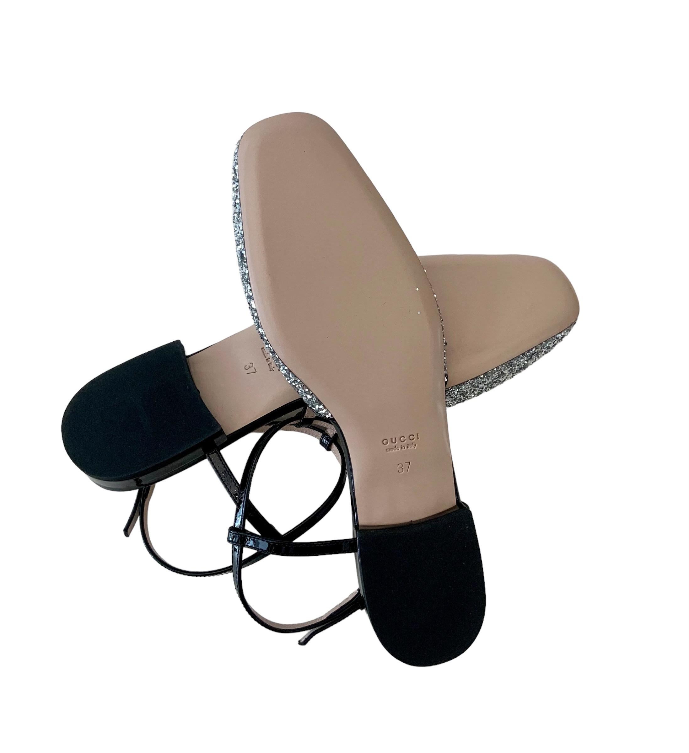 Gucci New Silver Glitter Double G Ballet Flats 4