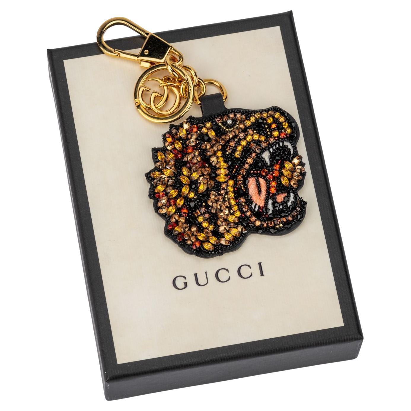 Gucci New Tiger Beaded Logo Keychain For Sale