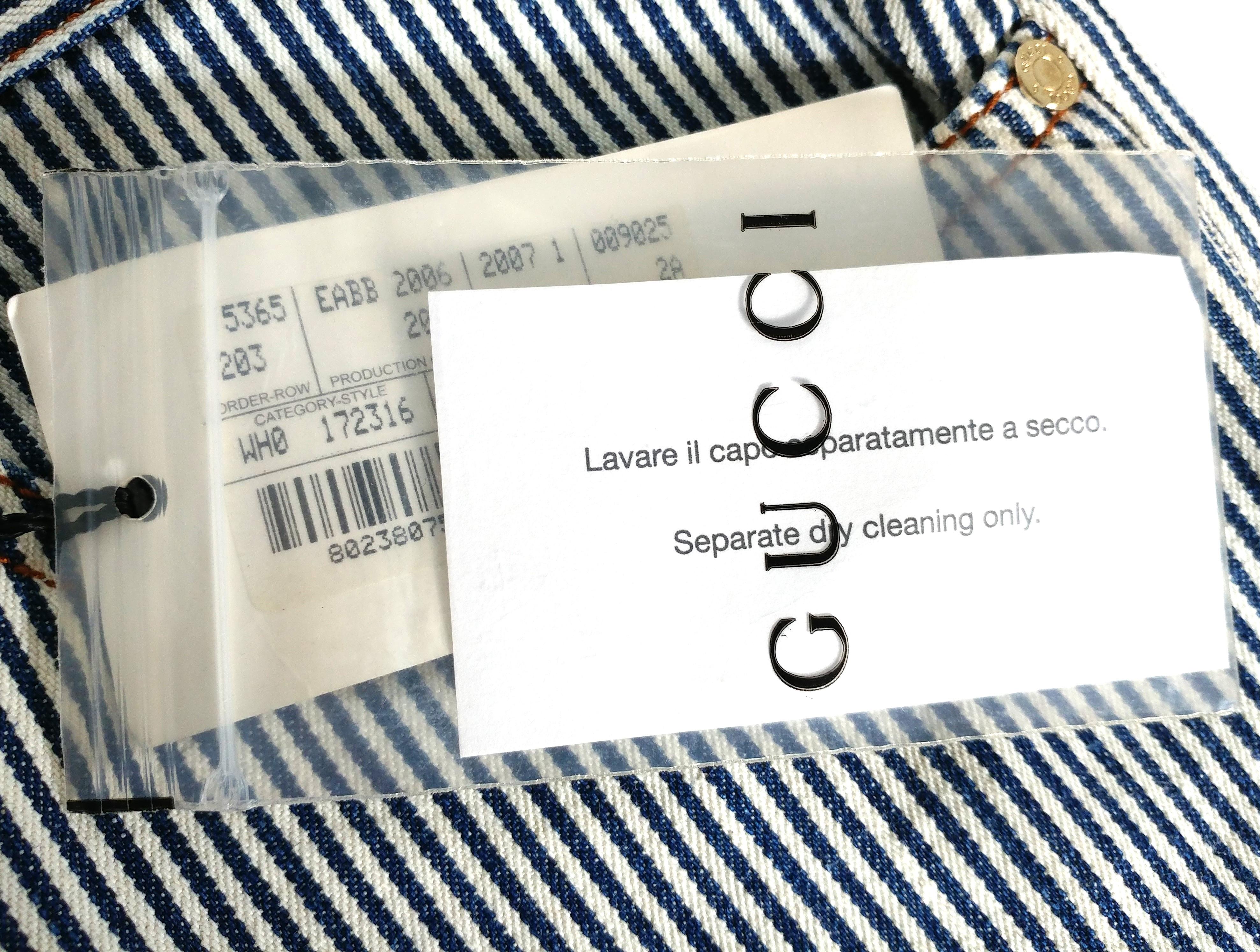 GUCCI - New with Tags - Cotton Jeans with White and Blue Stripes  Size 8US 40EU 7