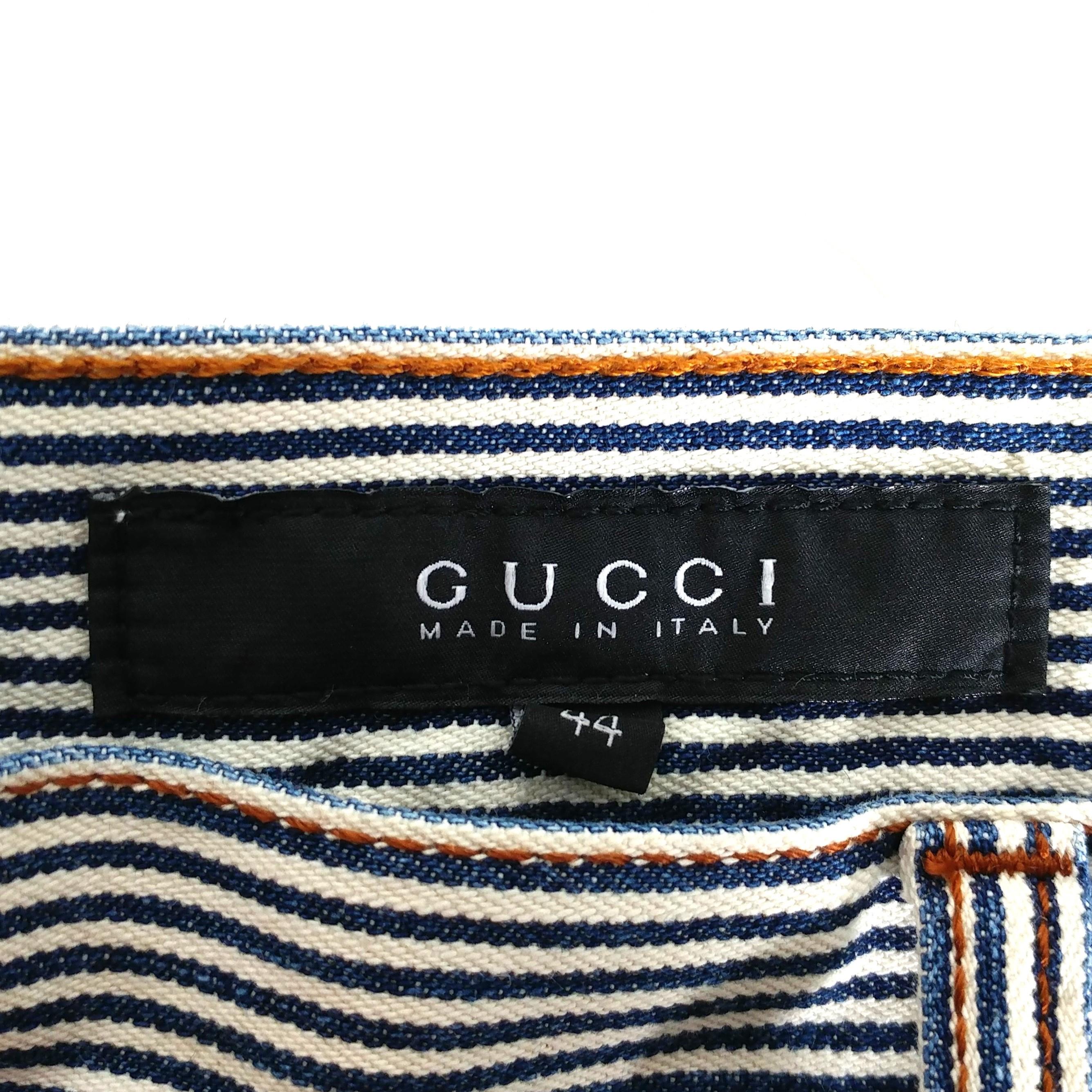 Women's GUCCI - New with Tags - Cotton Jeans with White and Blue Stripes  Size 8US 40EU