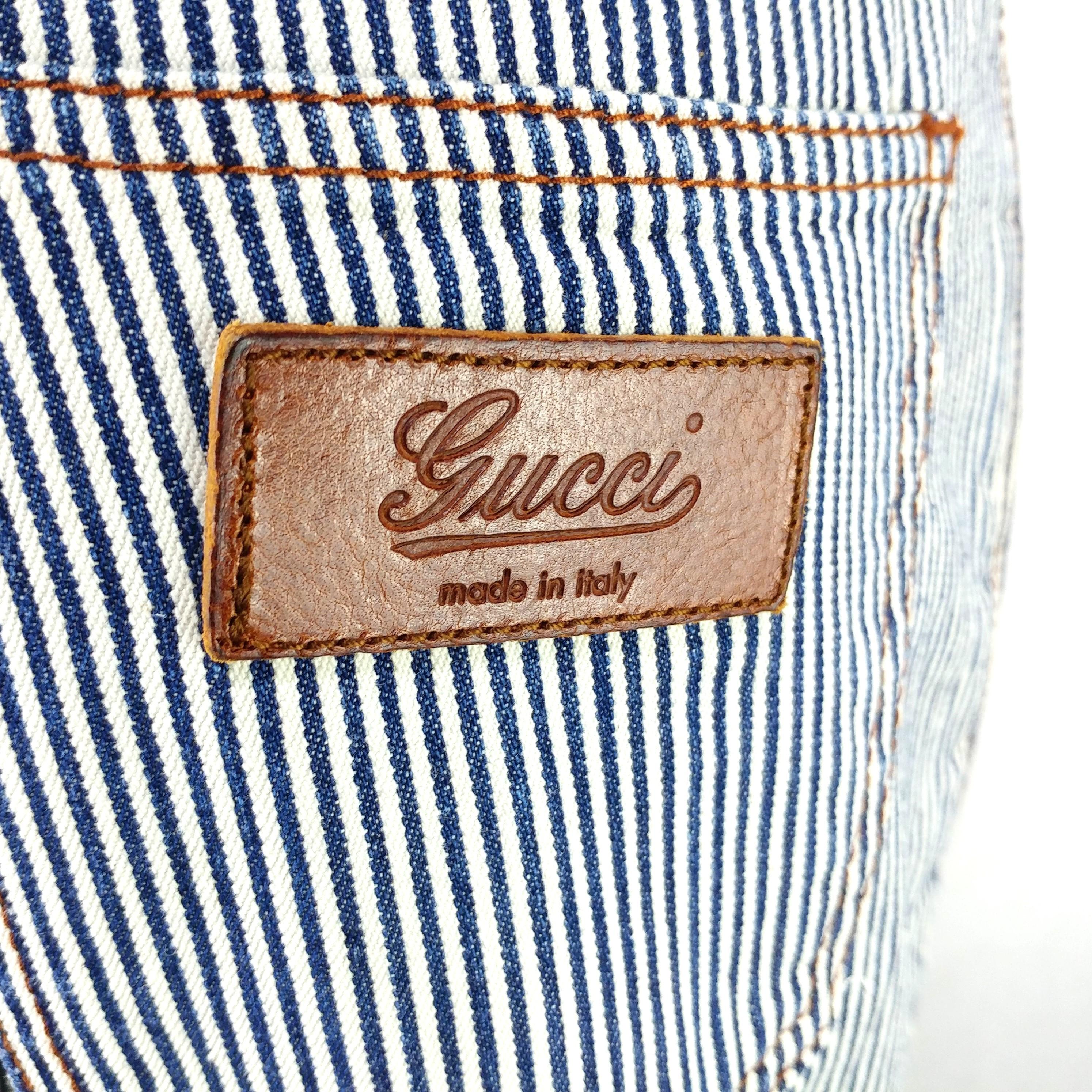 GUCCI - New with Tags - Cotton Jeans with White and Blue Stripes  Size 8US 40EU 1