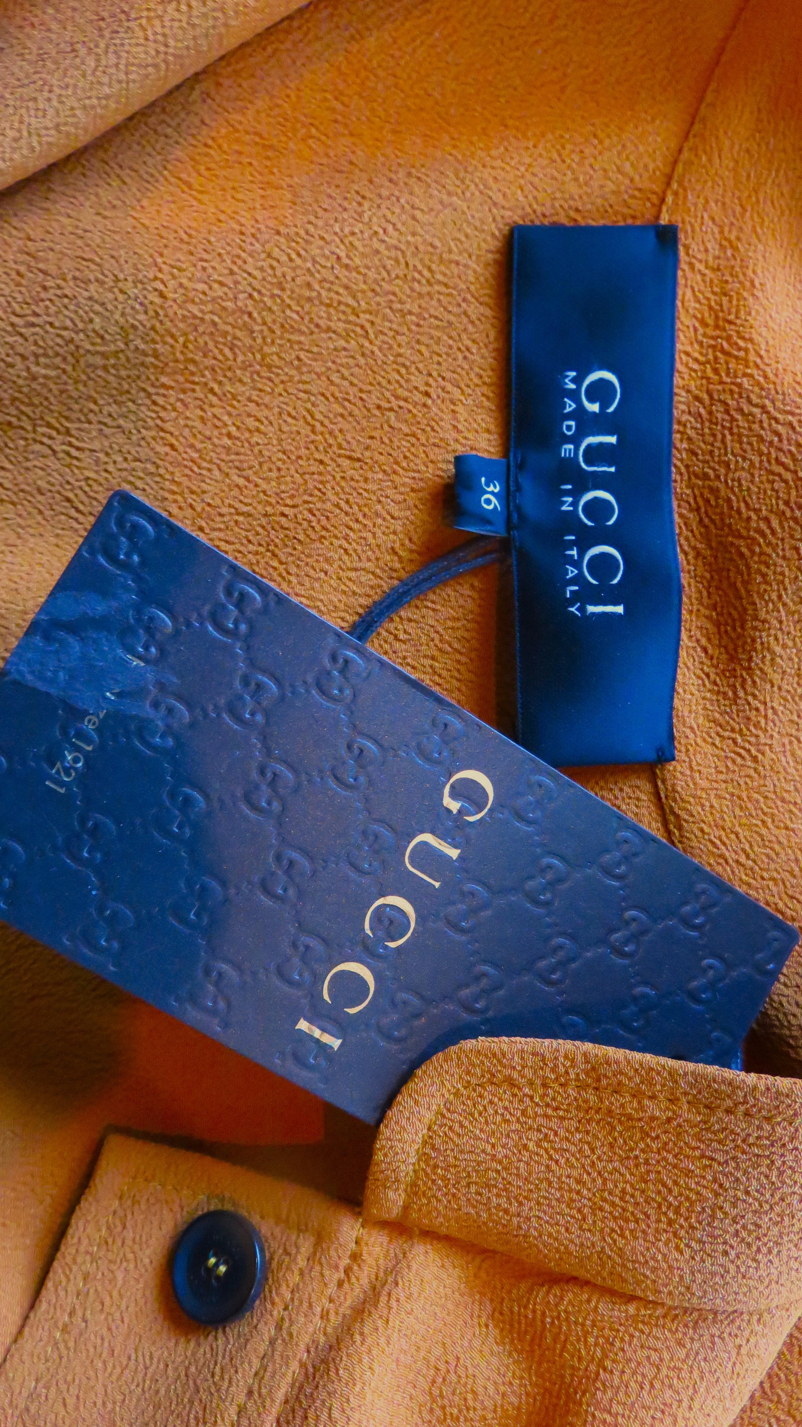 Gucci &New con etichetta Maxi abito in seta e zucca SS 2014 in vendita 11