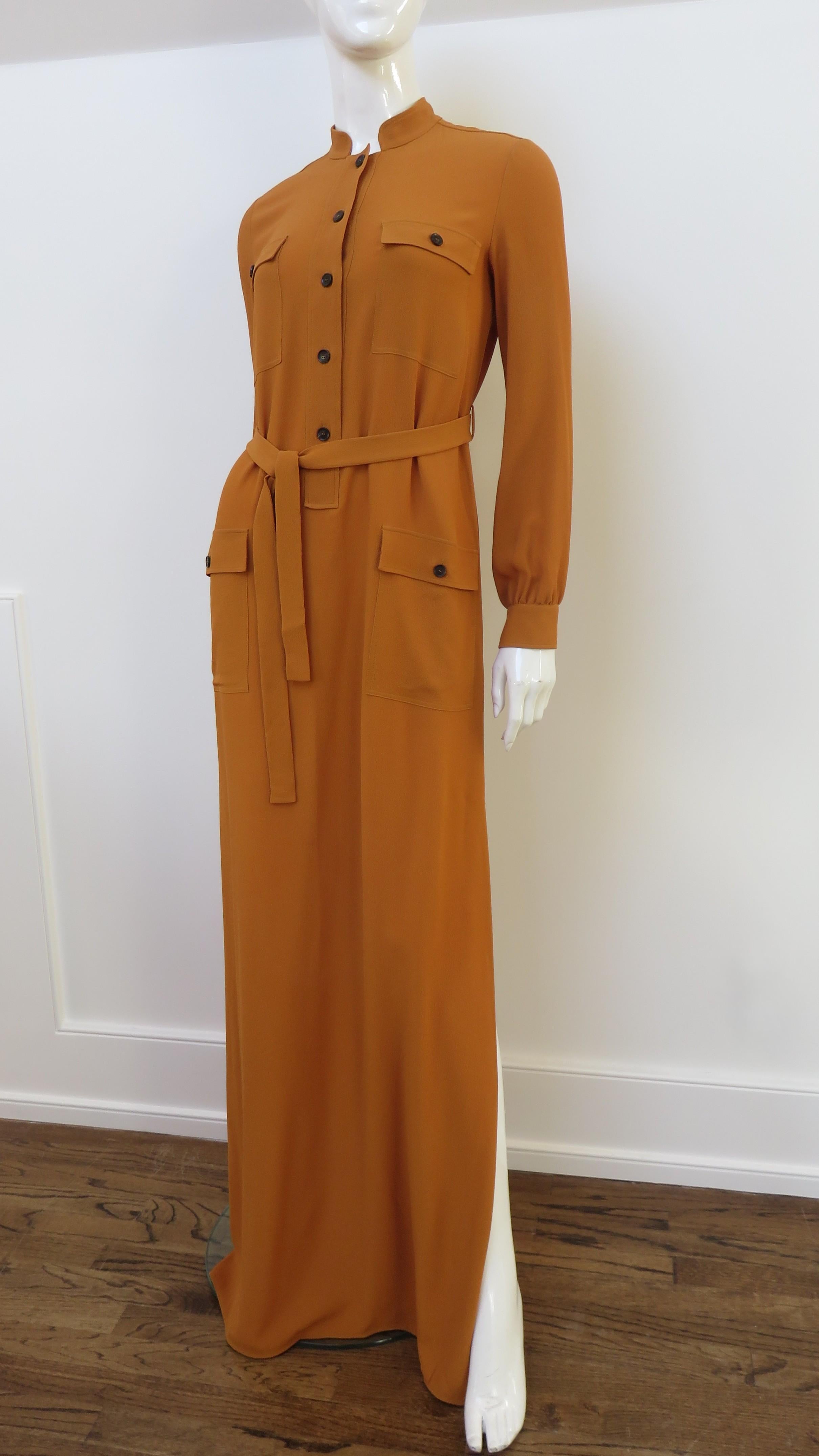 Marrone Gucci &New con etichetta Maxi abito in seta e zucca SS 2014 in vendita