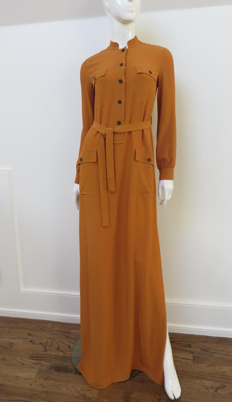 knee length dresses for ladies Gucci Vintage Rope Print Yellow Maxi Shirt Dress  Amarcord Vintage Fashion
