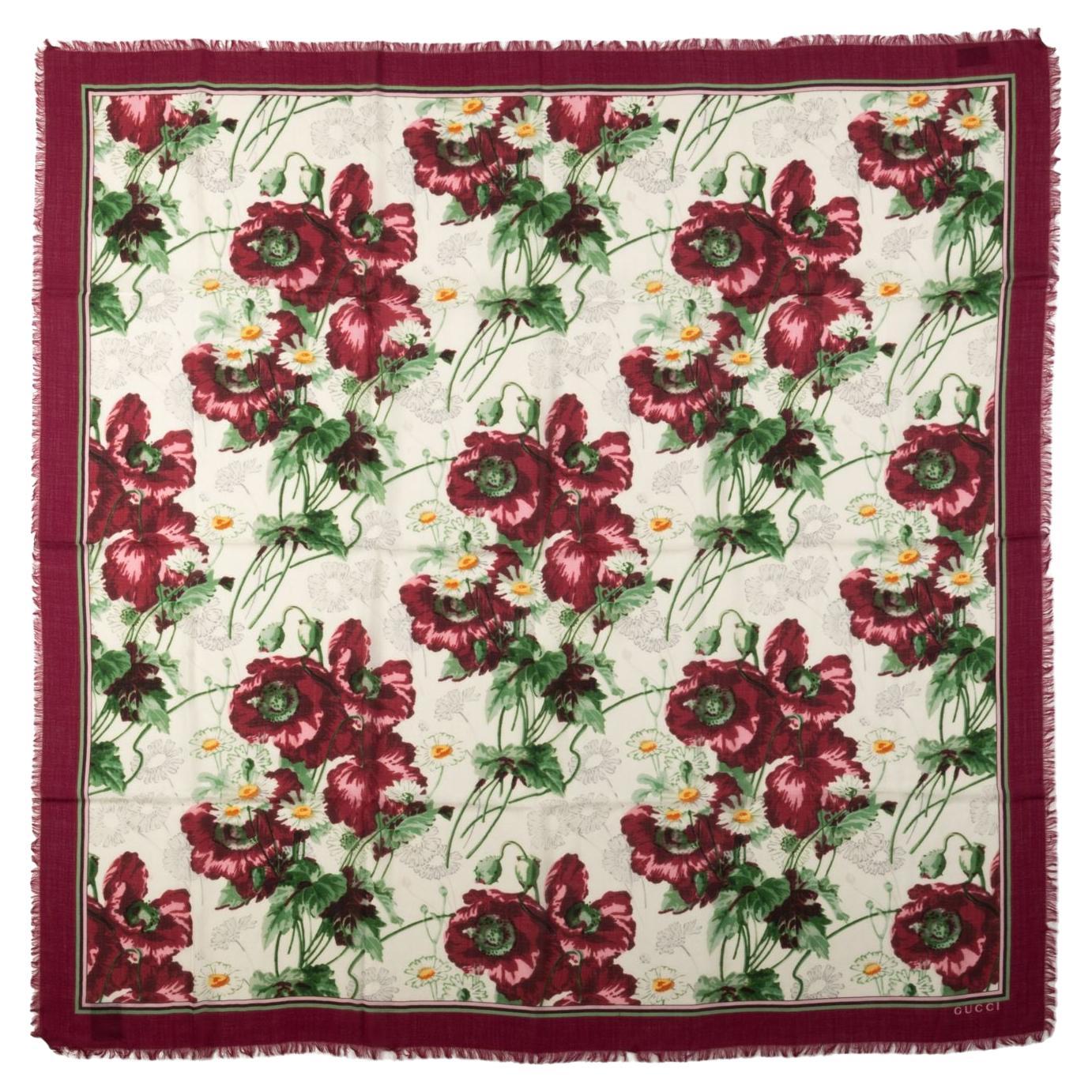 Gucci New Wool Flower Shawl For Sale