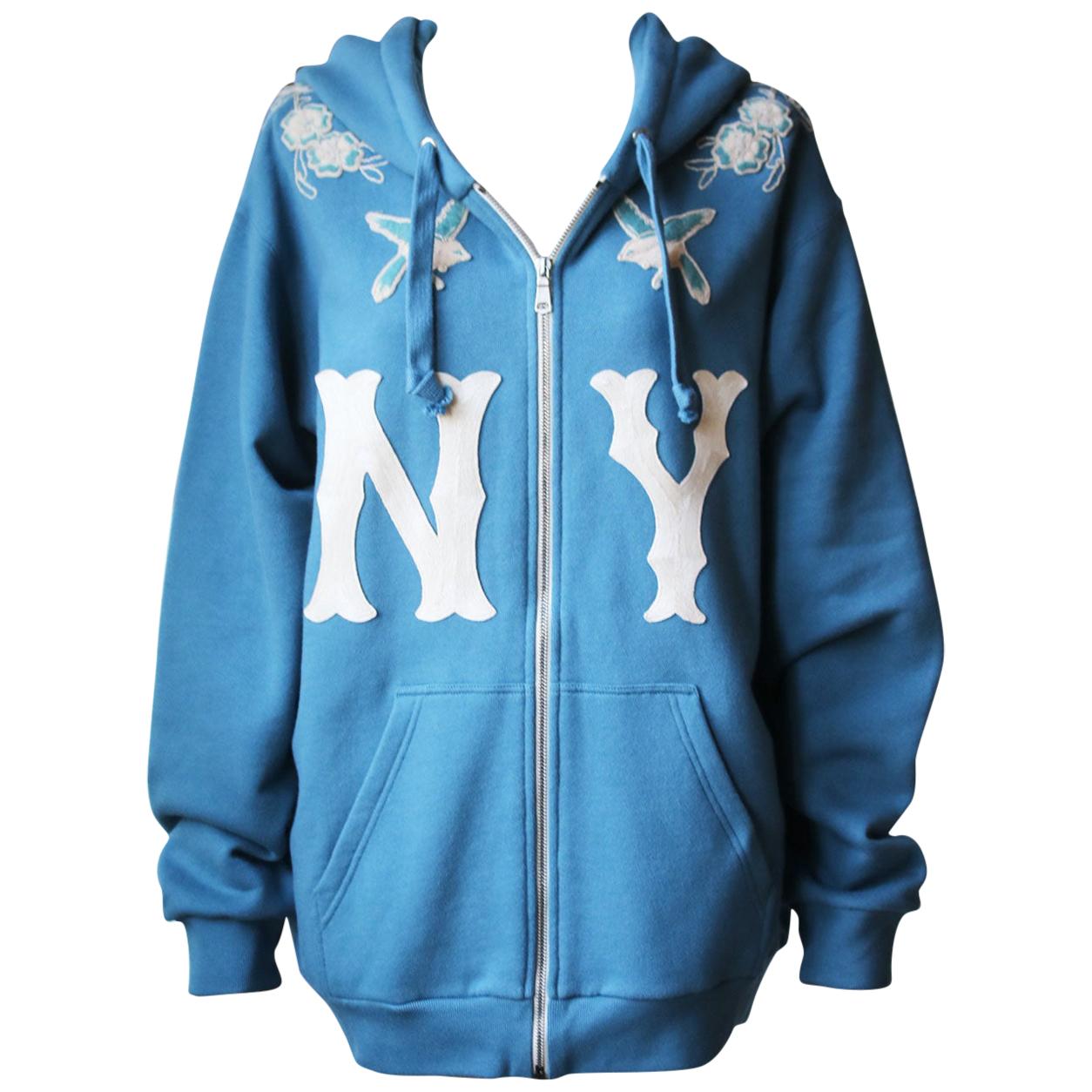 Gucci + New York Yankees Appliquéd Cotton-Jersey Hooded Sweatshirt