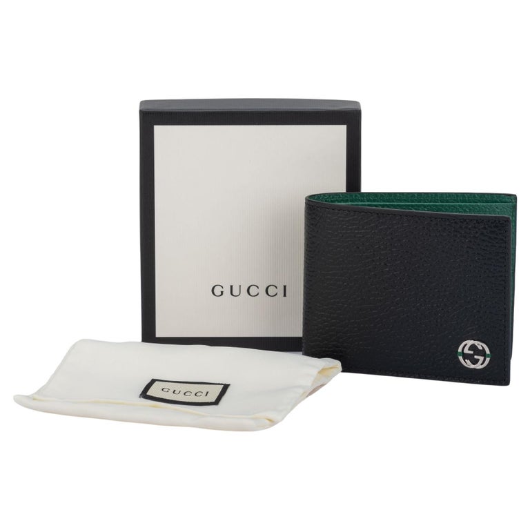 Gucci NIB Black Green Bifold Wallet For Sale at 1stDibs