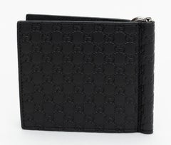 Gucci NIB Black Monogram Wallet W/Clip