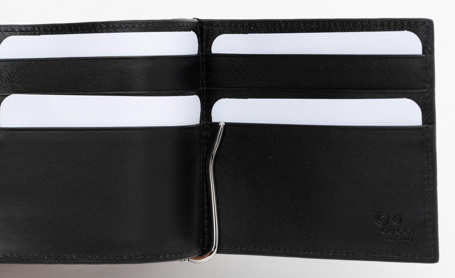 Gucci NIB Schwarz Monogramm Brieftasche W/Clip für Damen oder Herren im Angebot