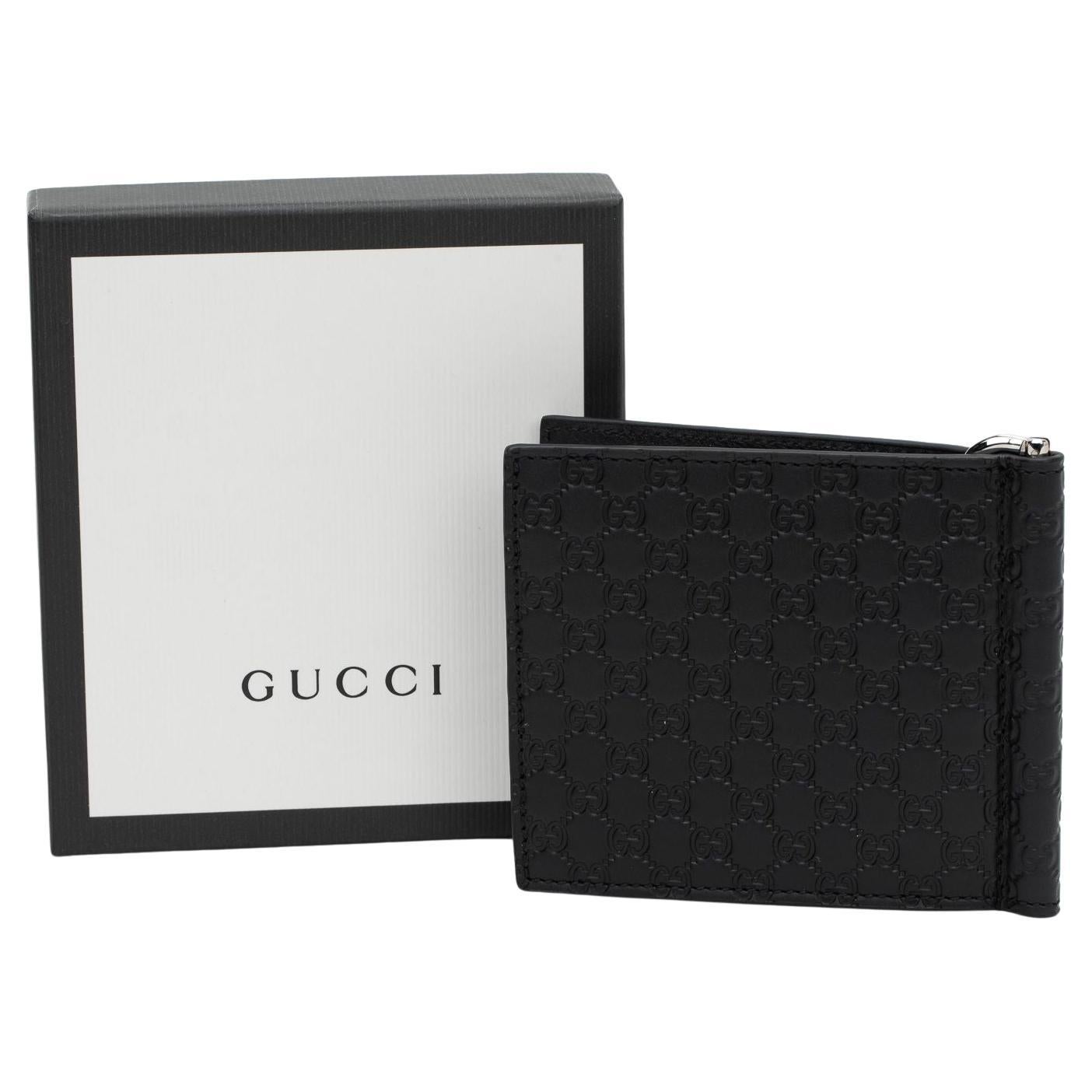 Gucci NIB Black Monogram Wallet W/Clip For Sale