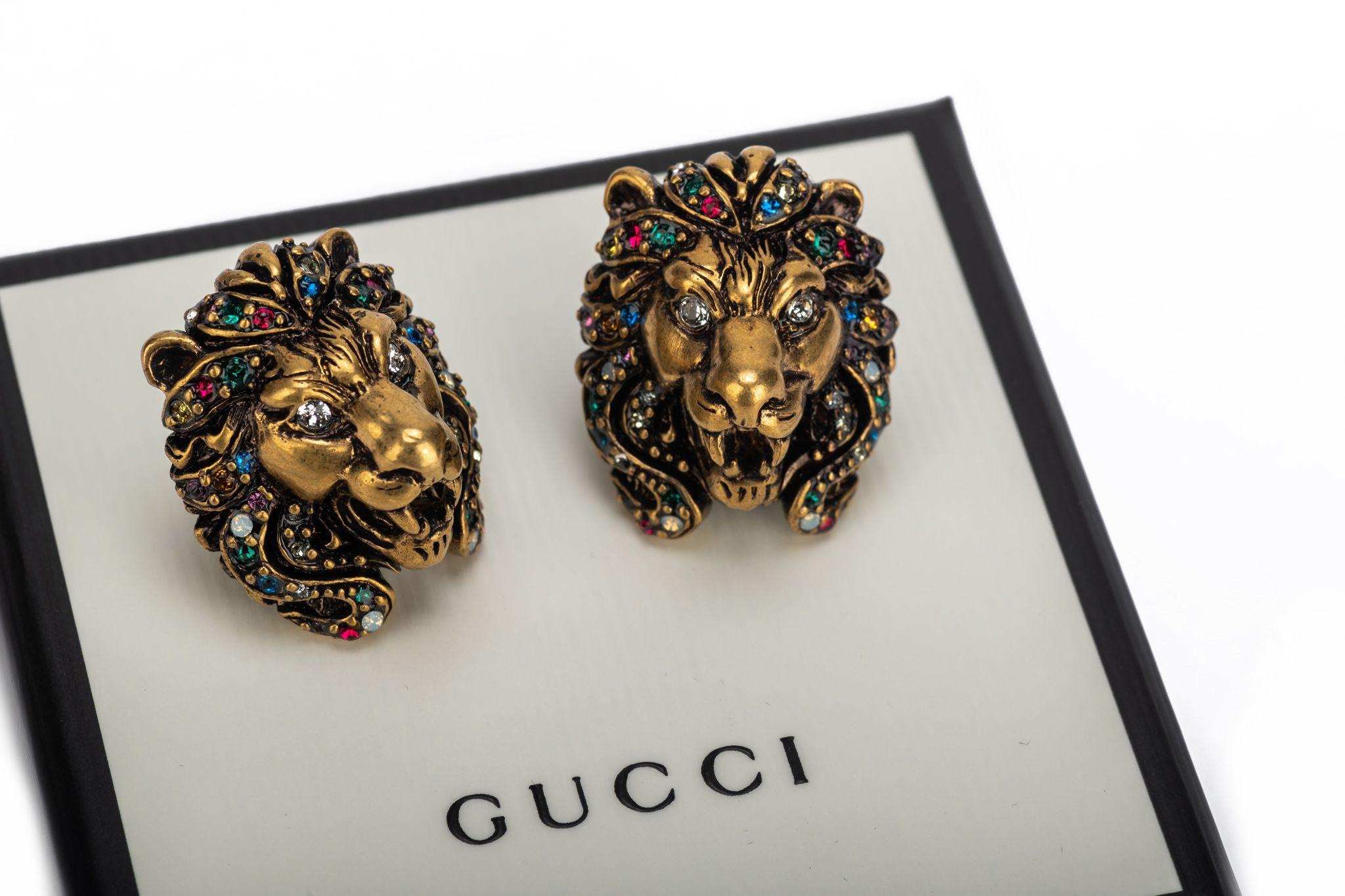 Pendientes Gucci NIB Cabeza de León Multicolor en Nuevo estado para la venta en West Hollywood, CA