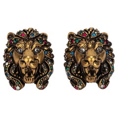 Gucci NIB Mehrfarbige Löwenkopf-Ohrringe