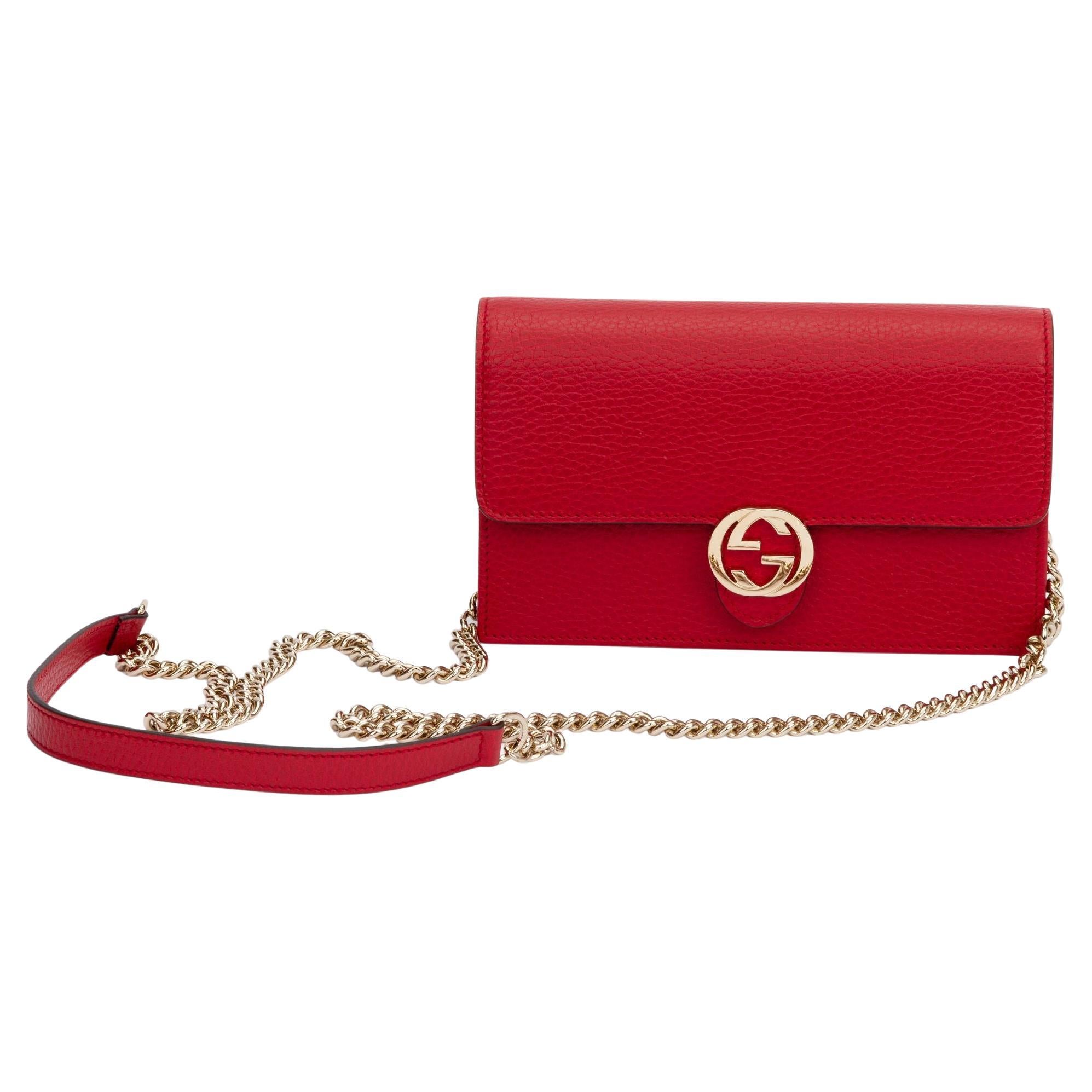 Gucci NIB Red Leather Cross Body Bag For Sale