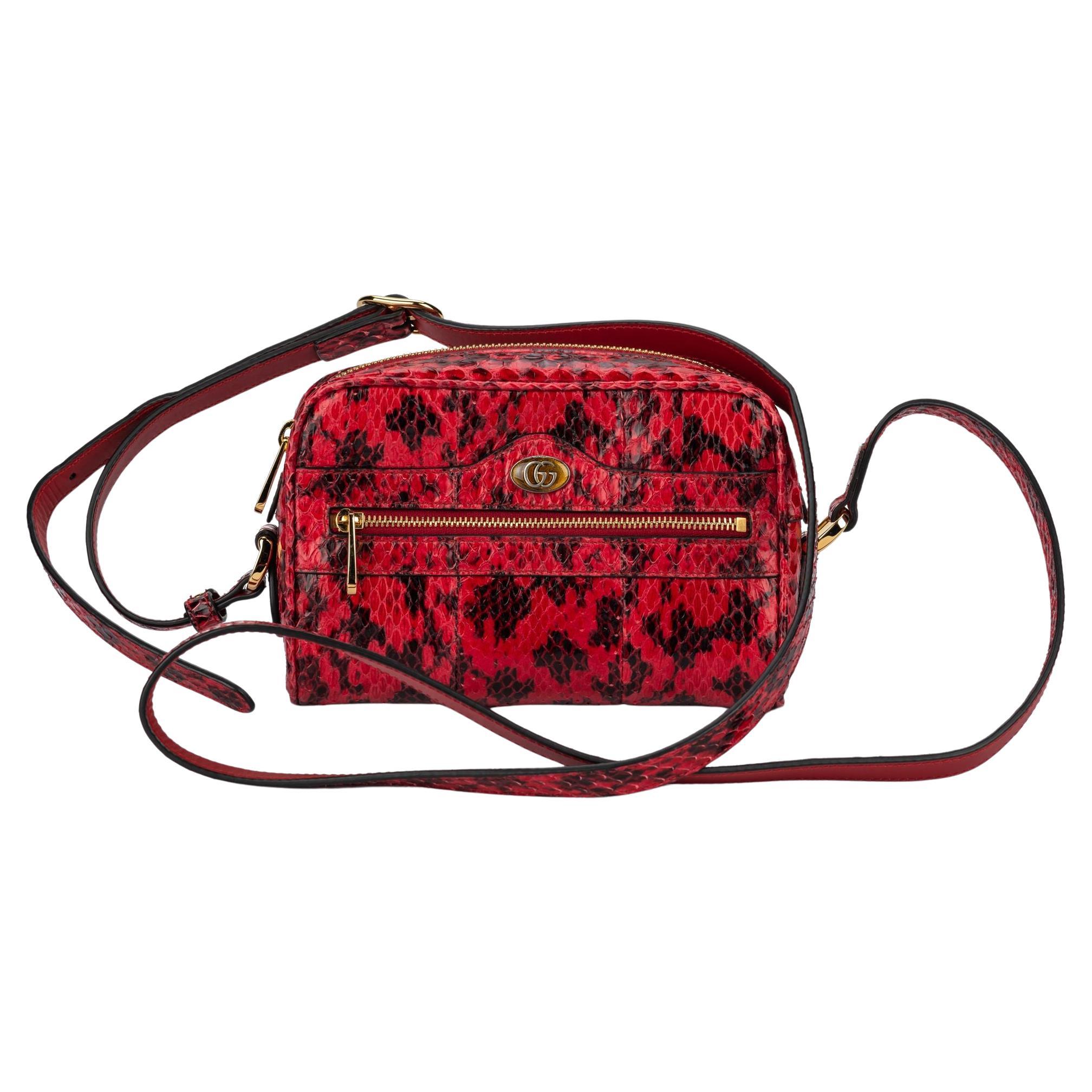 Gucci NIB Red Water snake Crossbody For Sale