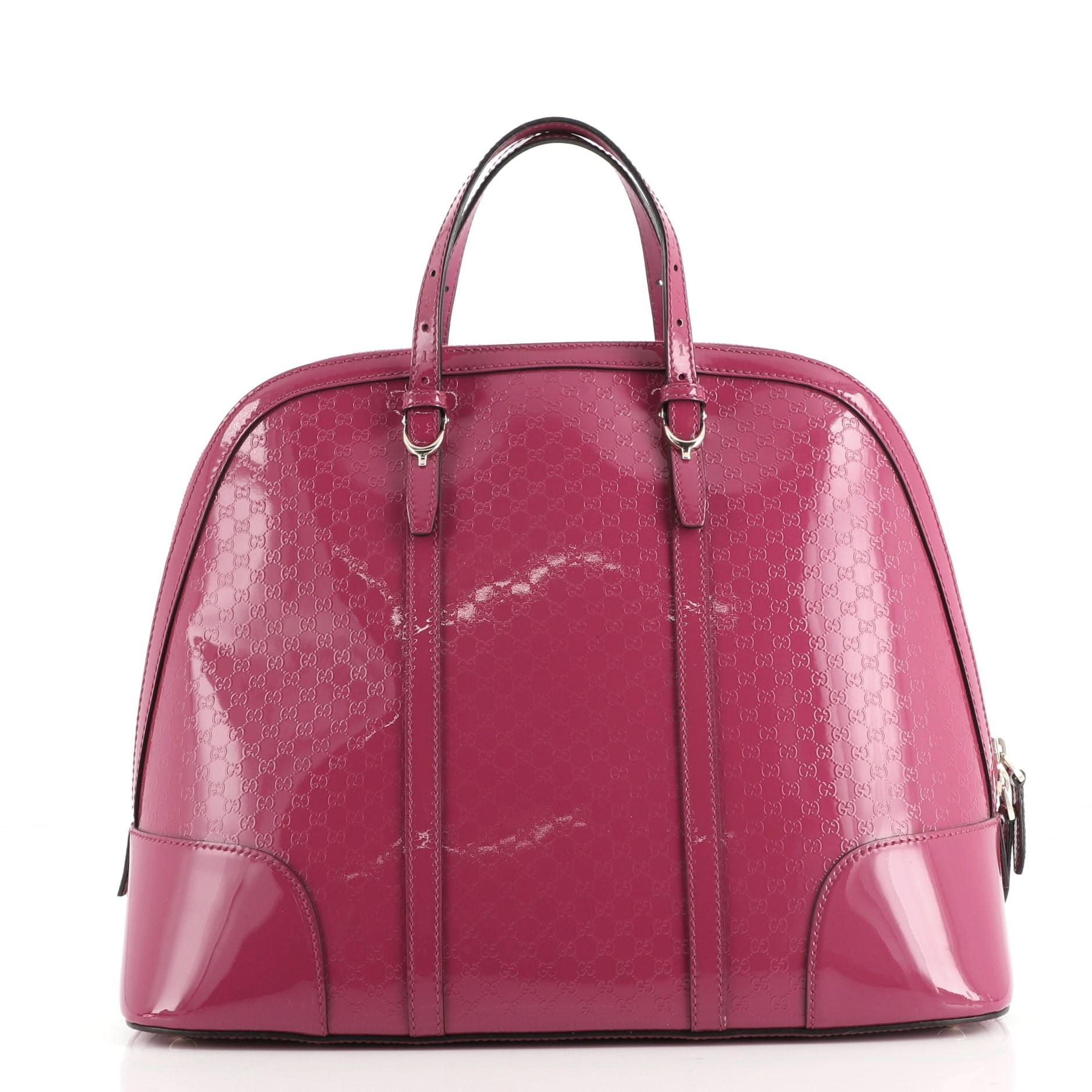 Pink Gucci Nice Top Handle Bag Microguccissima Patent Large
