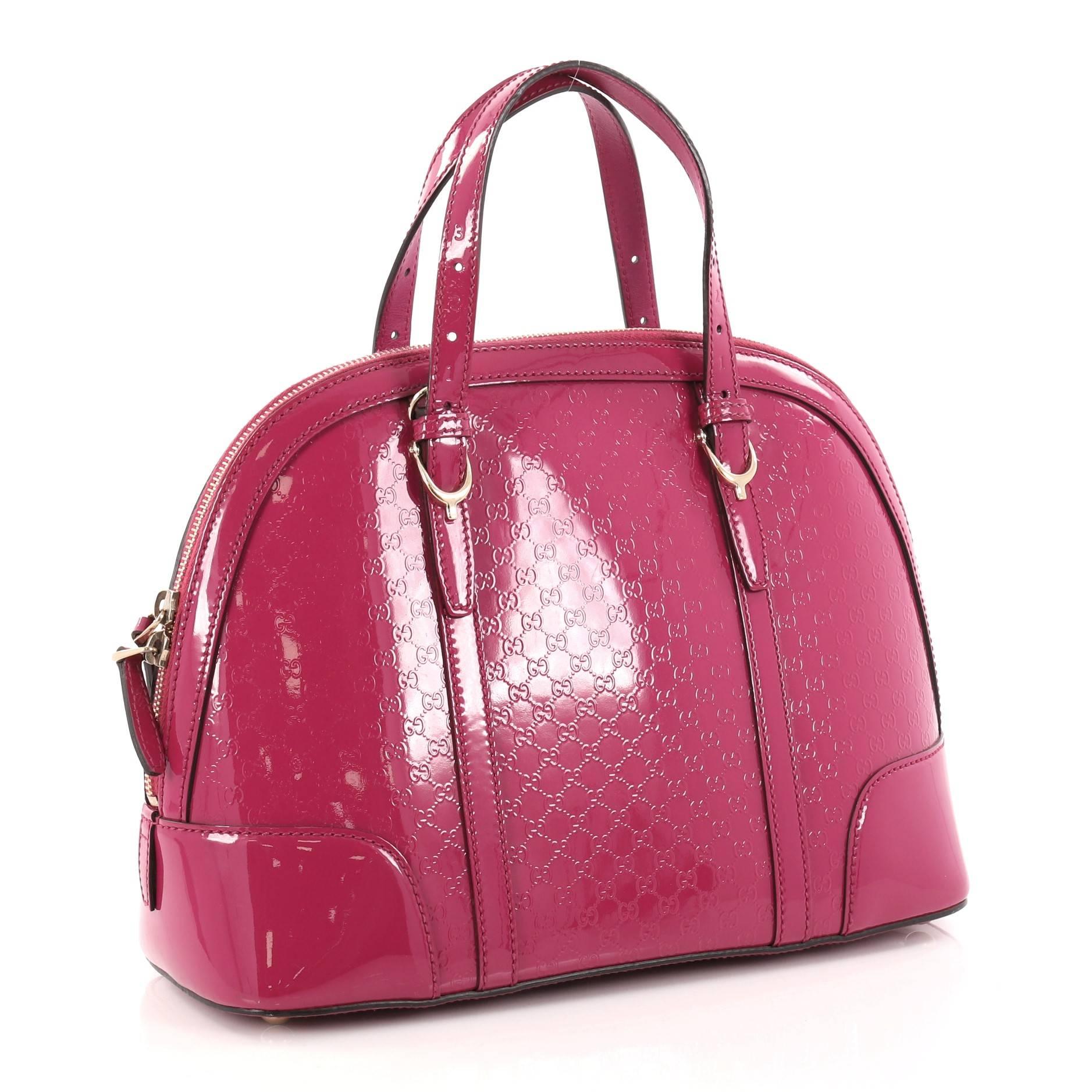 Pink Gucci Nice Top Handle Bag Patent Microguccissima Leather Small