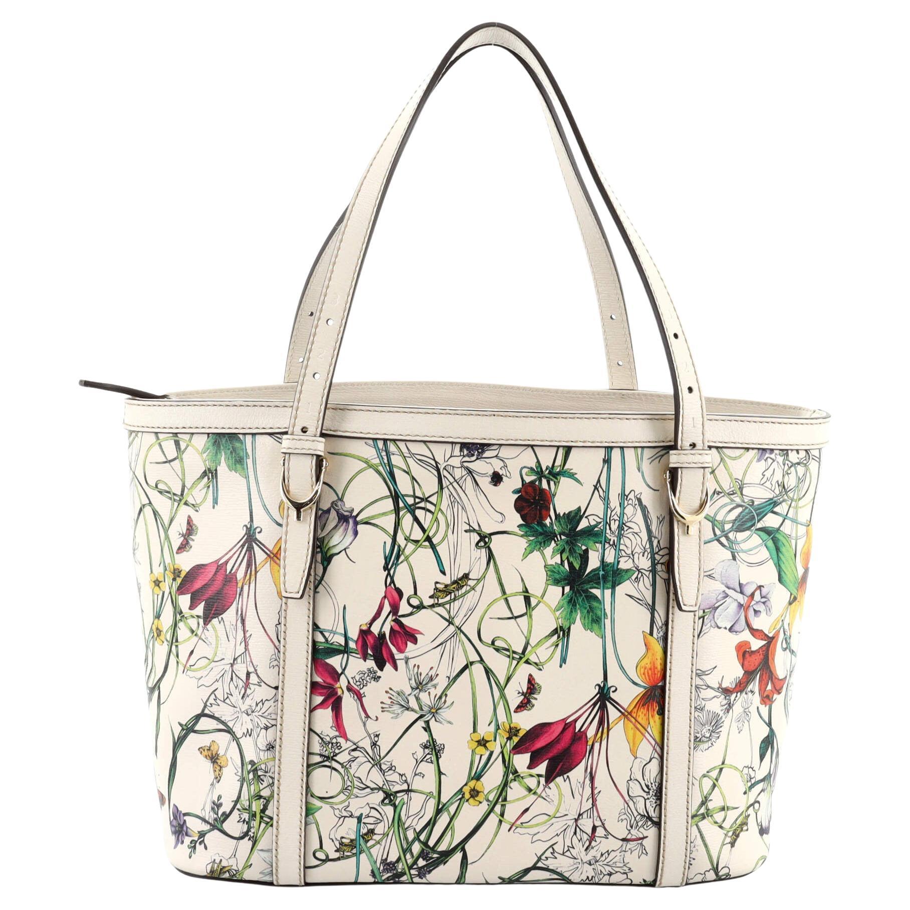 Gucci Nice Tote Floral Printed Leather Small at 1stDibs