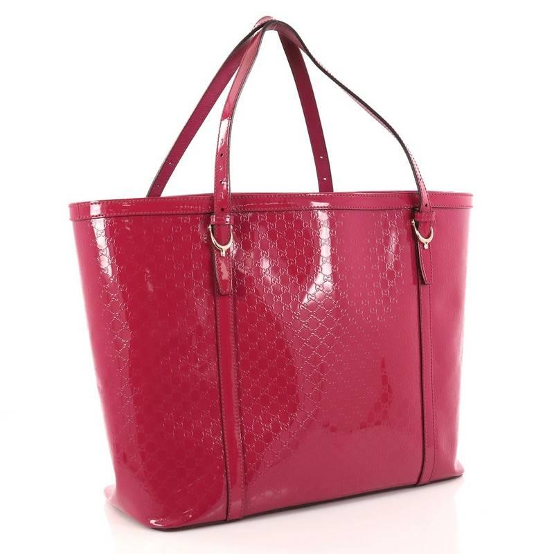 Pink Gucci Nice Tote Patent Microguccissima Leather Small