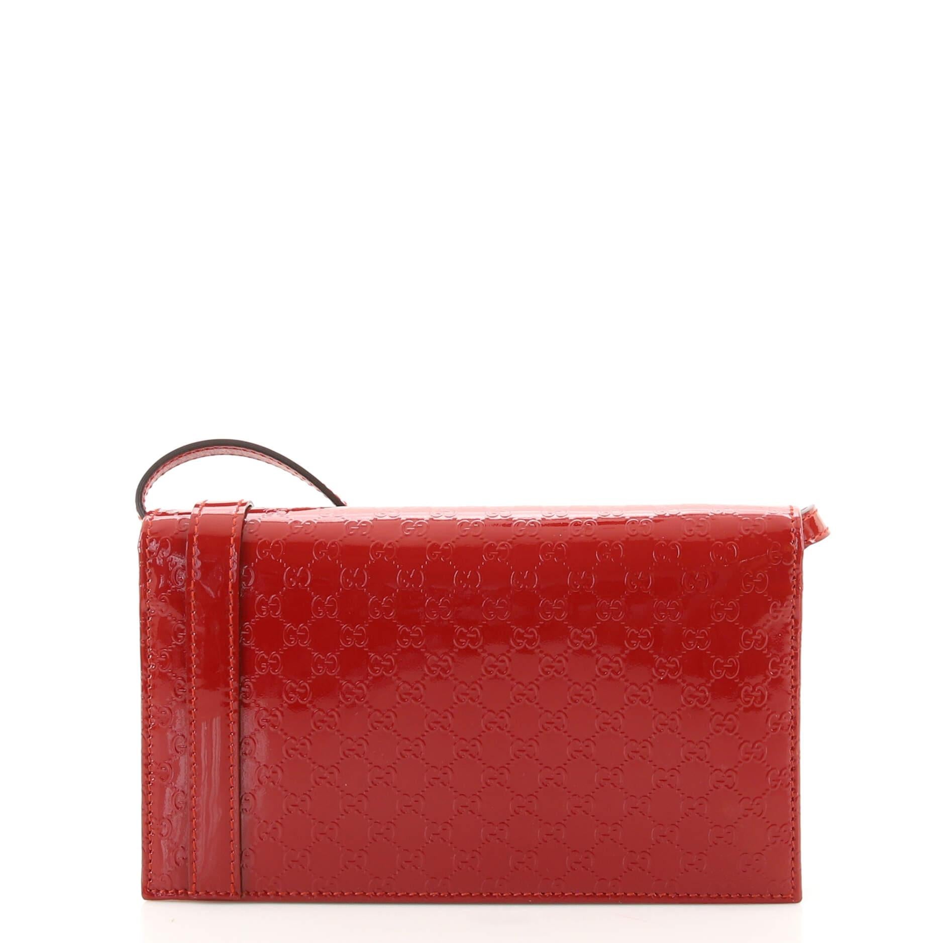 Red Gucci Nice Wallet on Strap Microguccissima Patent Mini