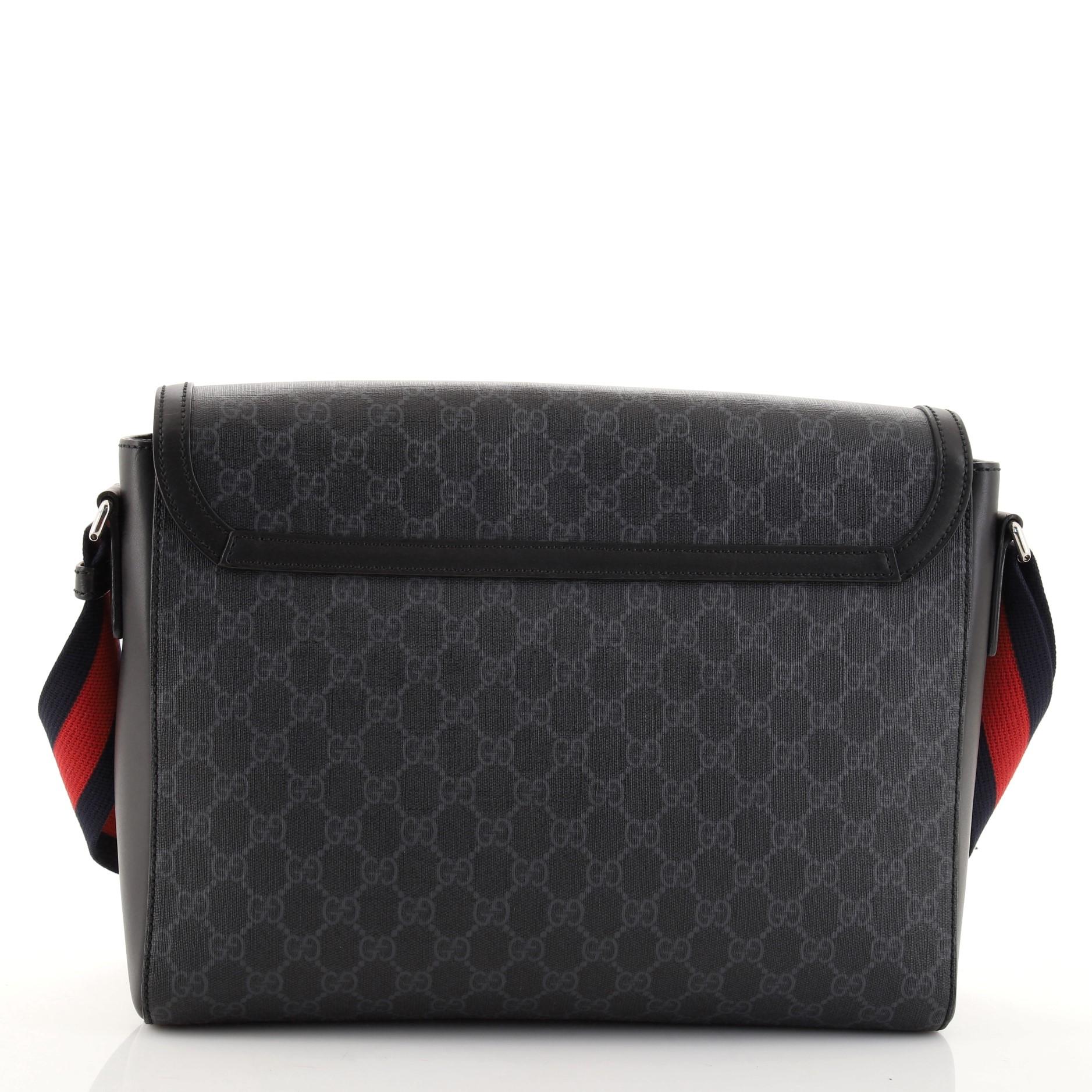 Gucci Night Courrier Flap Messenger GG Coated Canvas with Applique Large