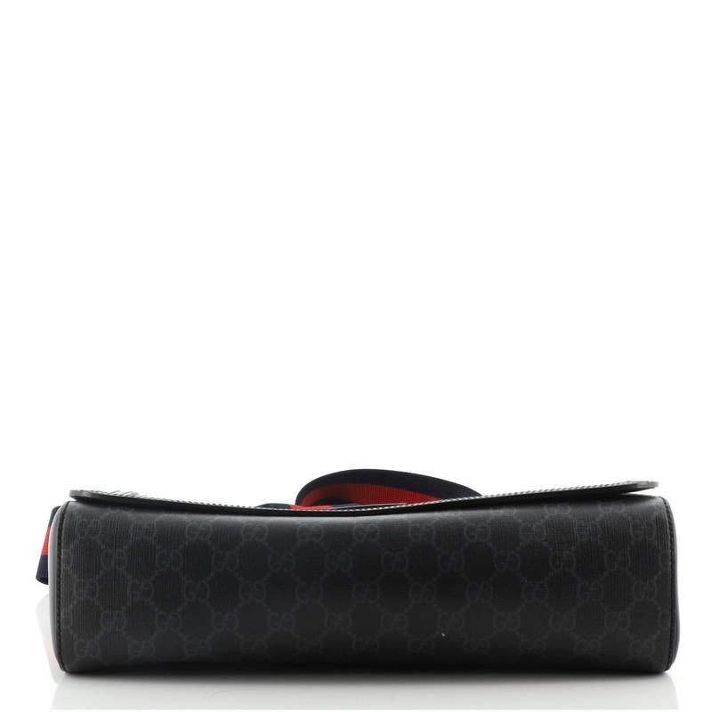 Gucci Night Courrier Flap Messenger GG Coated Canvas with Applique Large In Good Condition In NY, NY