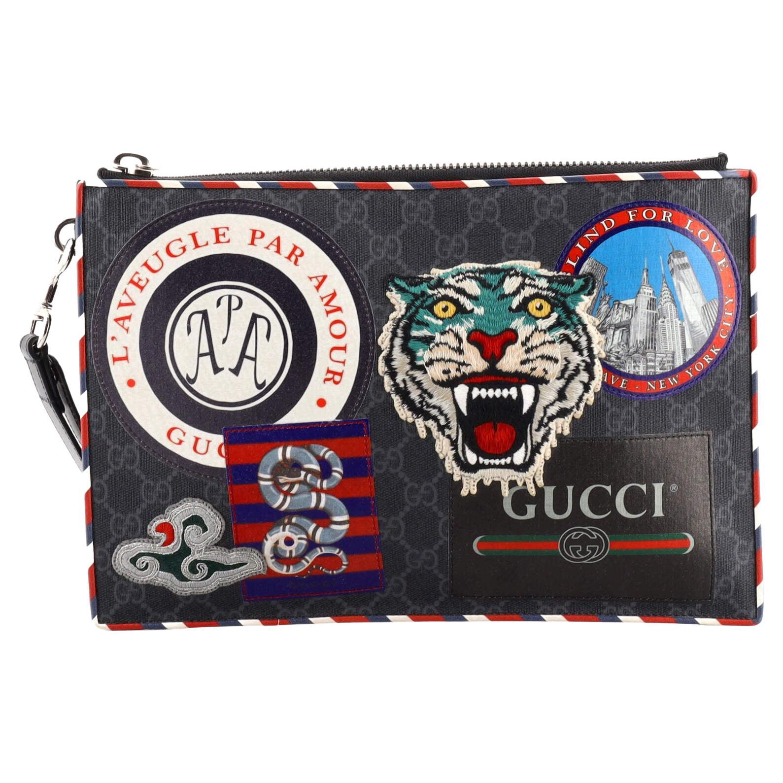 Gucci Night Courrier Pouch GG Coated Canvas with Applique For Sale at ...