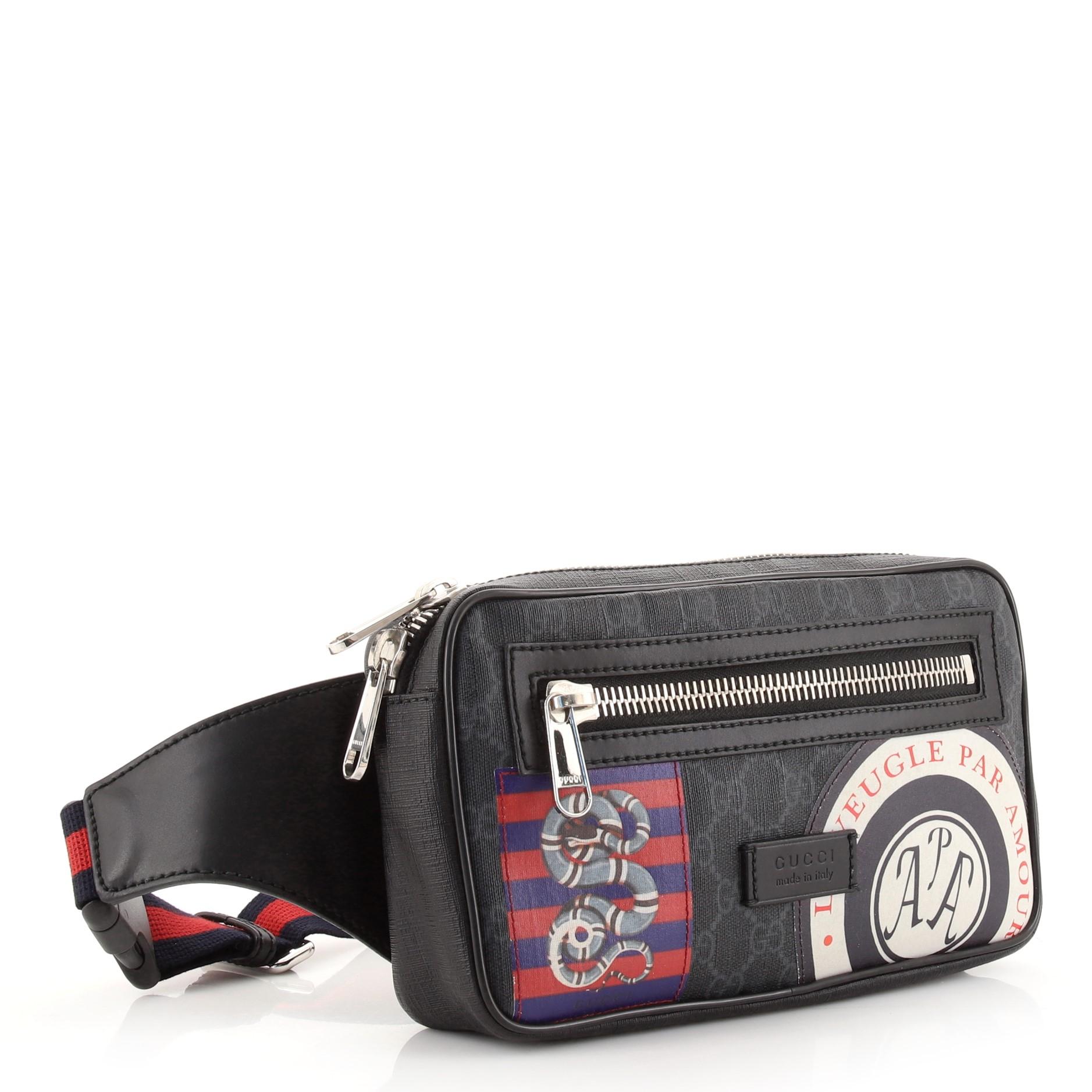 Gucci Nacht Courrier Taille Tasche GG aus beschichtetem Segeltuch mit Applique