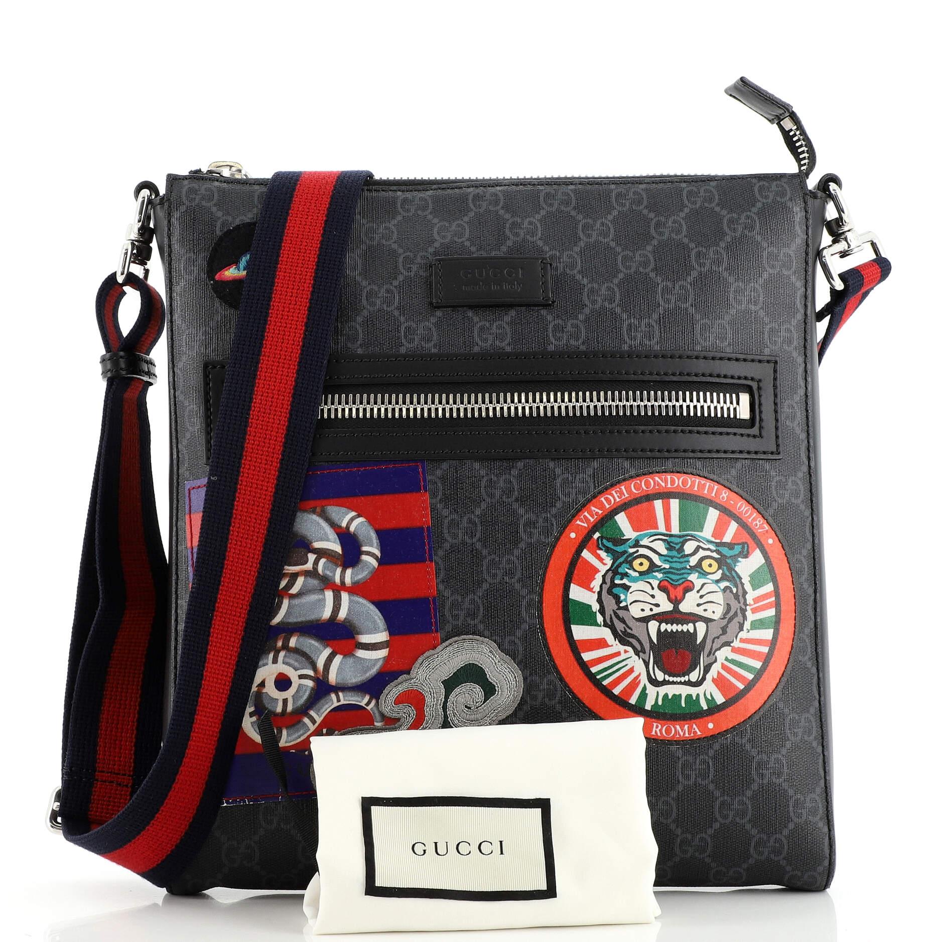 Gucci Night Courrier Zip Messenger GG Coated Canvas with Applique Medium  For Sale at 1stDibs