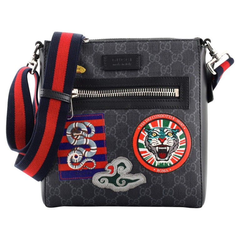 Gucci Night Courrier Zip Messenger GG Coated Canvas with Applique Small ...