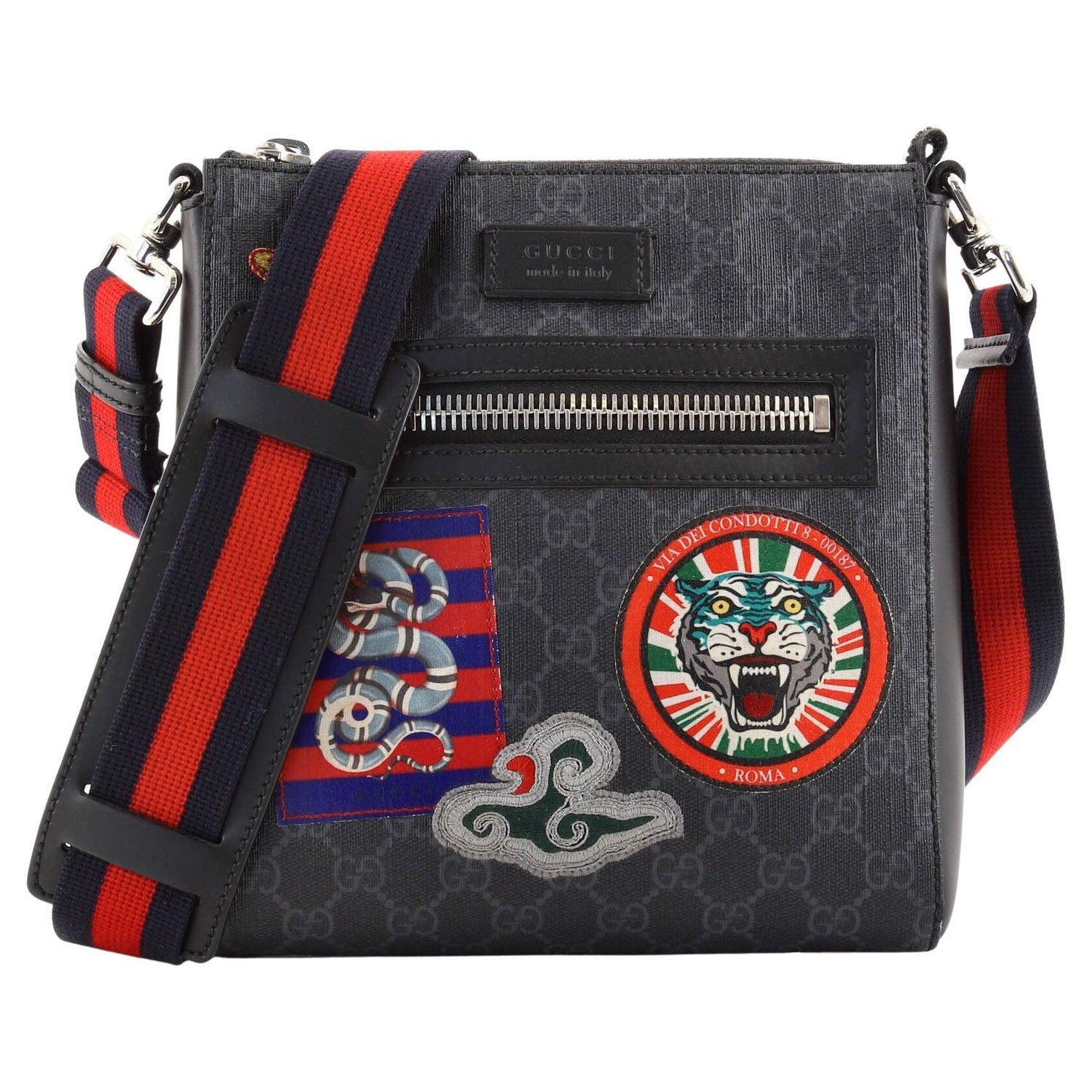 Gucci Night Courrier Zip Messenger GG Coated Canvas with Applique Small For  Sale at 1stDibs