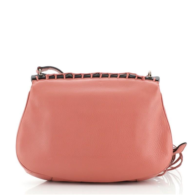 Pink Gucci Nouveau Fringe Crossbody Bag Leather Medium