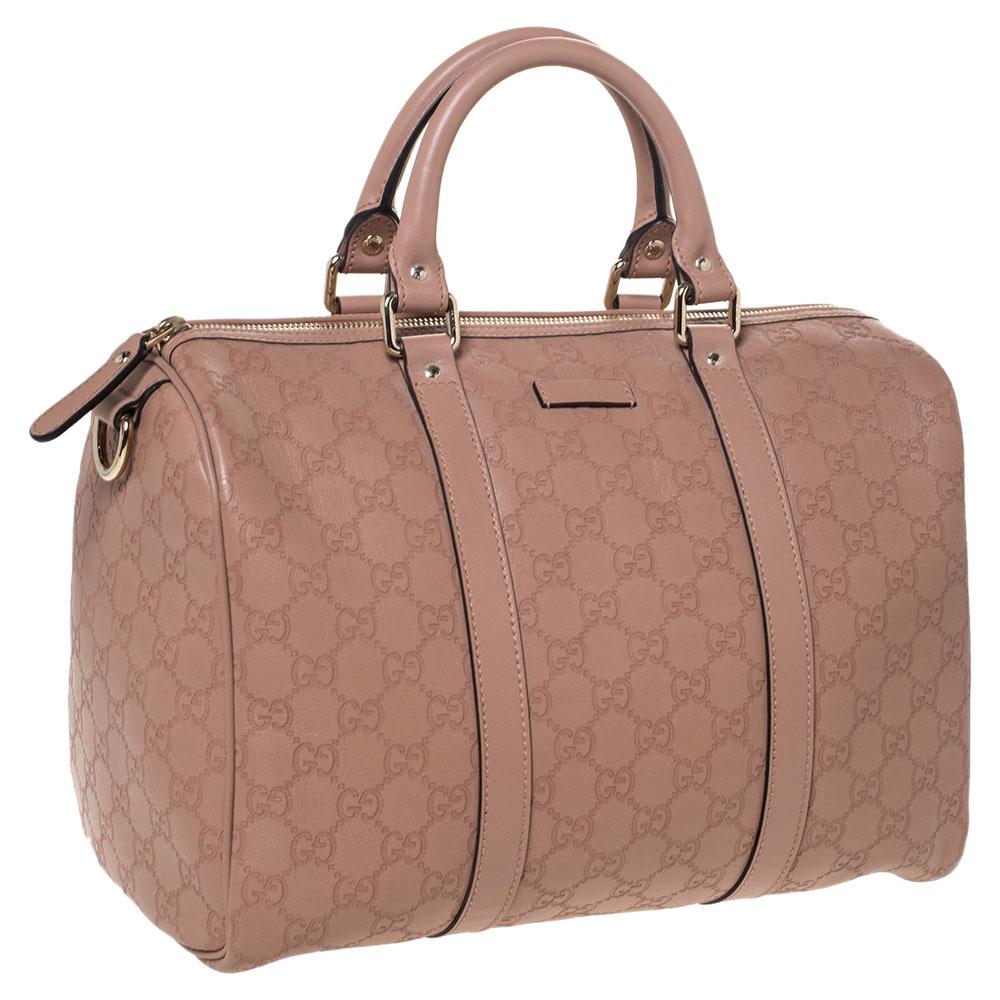 Gucci Nude Beige Guccissima Leder Medium Joy Boston Tasche im Zustand „Gut“ in Dubai, Al Qouz 2