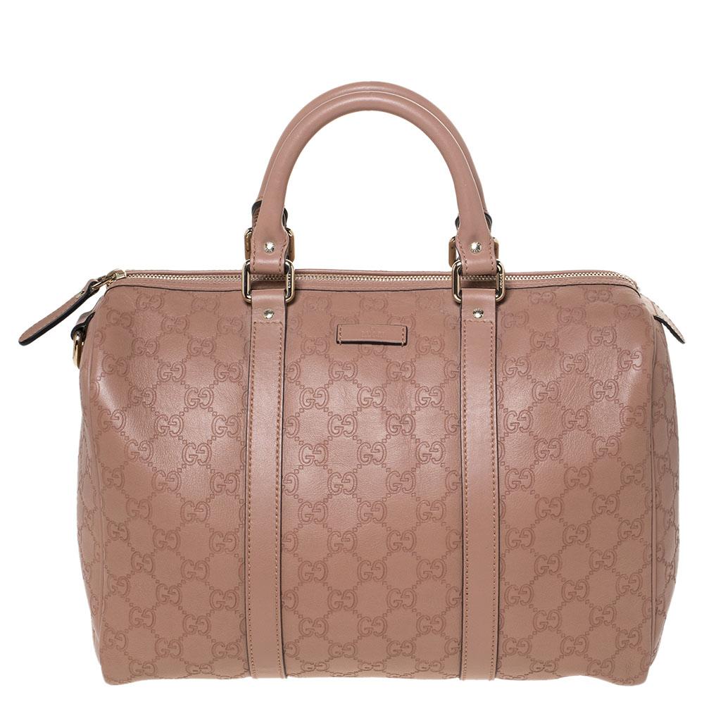 Gucci Nude Beige Guccissima Leder Medium Joy Boston Tasche Damen
