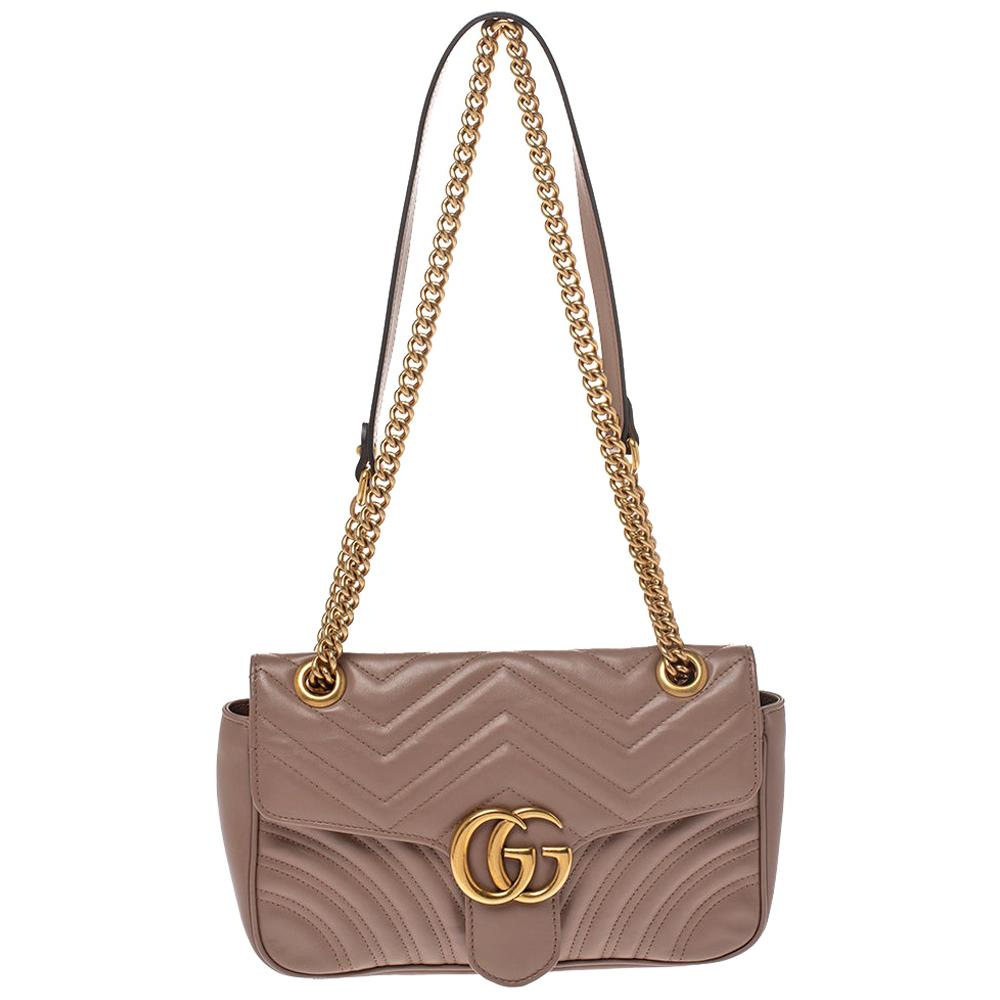Gucci Nude Beige Matelasse Leather Small GG Marmont Shoulder Bag For Sale  at 1stDibs | nude gucci bag