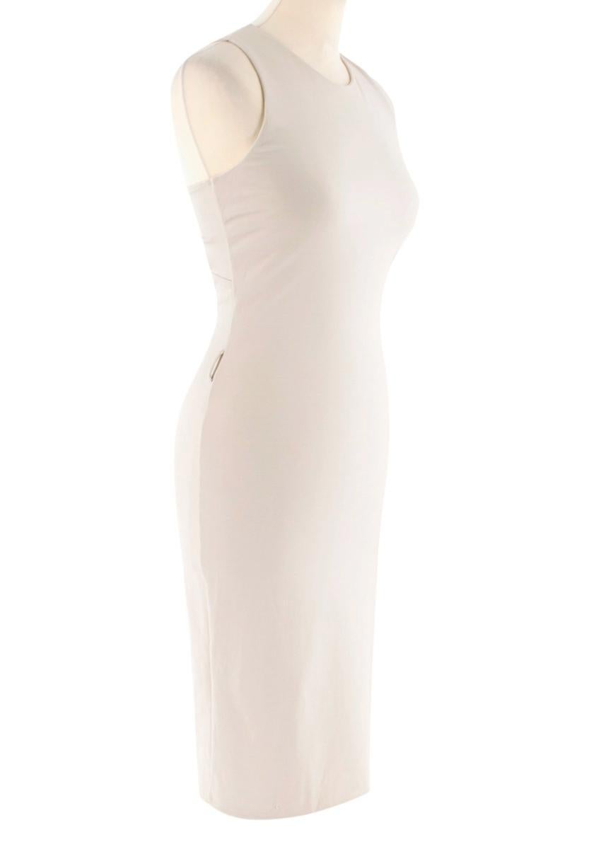 Gucci Nude Fitted Knot Back Dress

- Round neck 
- Midi length
- form fitting  
- Racer twist back straps
- Side zip/hook fastening
- Belt loops

Material
- 98% viscose
- 2% elastane
- Dry clean only

Made in Italy

Please note, these items are