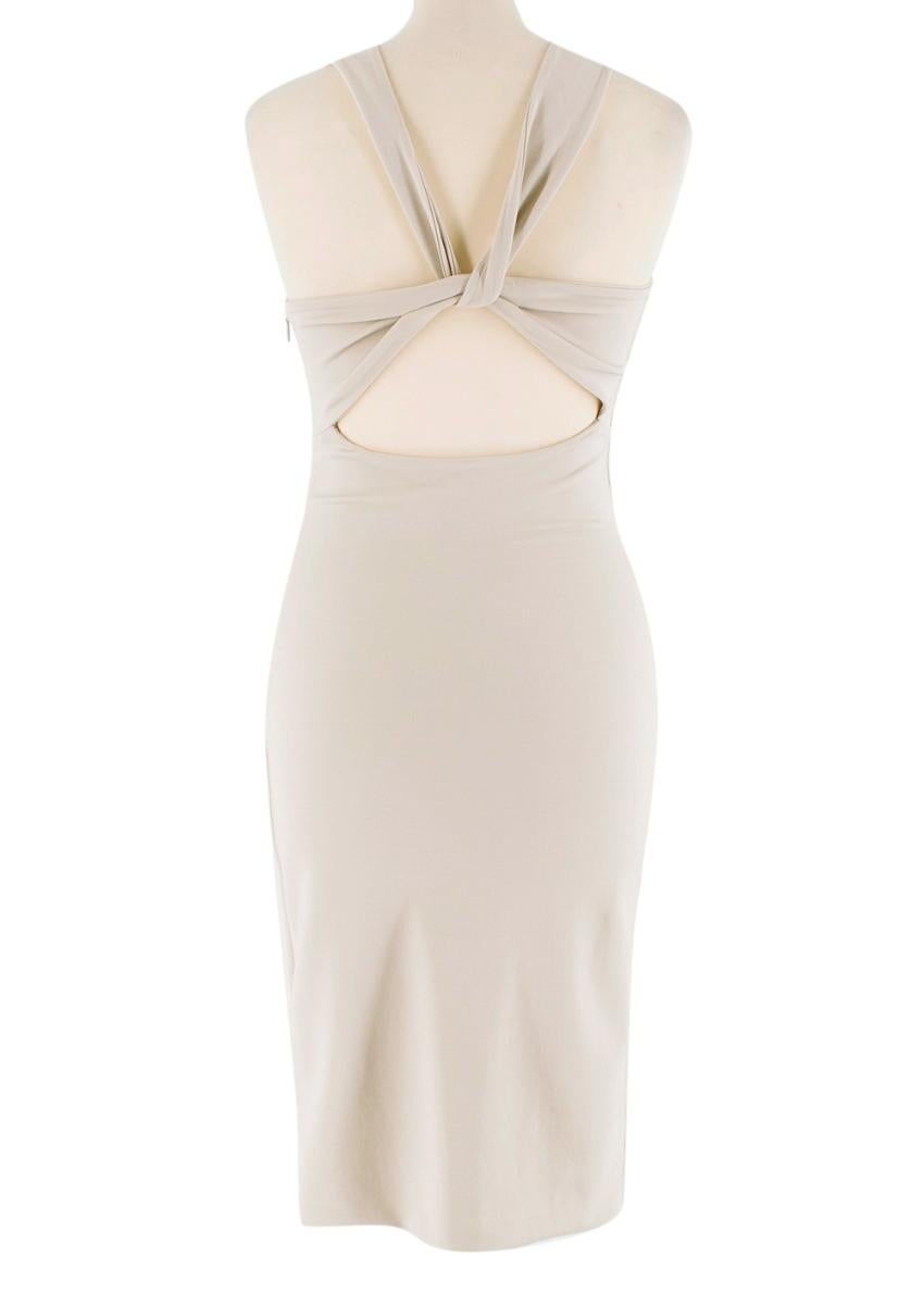 Beige Gucci Nude Fitted Knot Back Dress - Size S