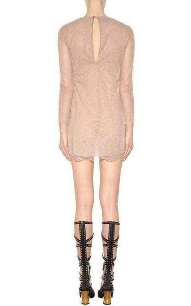 Gucci Nude Lace Embroidered Runway Dress IT38 For Sale at 1stDibs