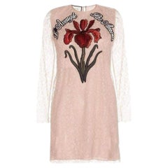 Gucci Vestido de Pasarela Bordado de Encaje Nude IT38