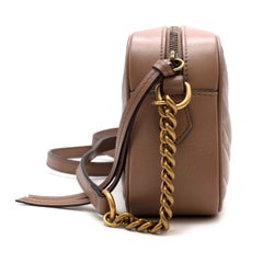 Gucci Nude Leather GG Marmont Matelasse Crossbody Bag