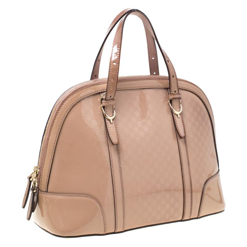 Brown Gucci Nude Microguccissima Patent Leather Nice Satchel