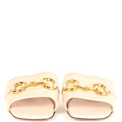 GUCCI nude pink leather HORSEBIT Slides Flat Sandals Shoes 38.5