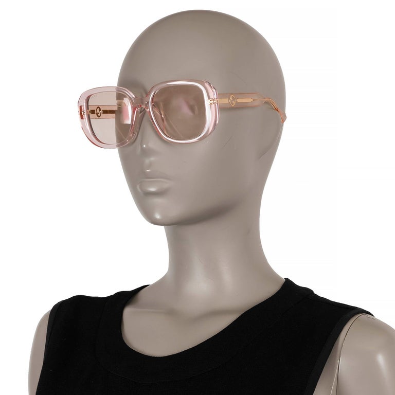GUCCI nude pink transparent SQURE Sunglasses GG1557SK For  display picture 2