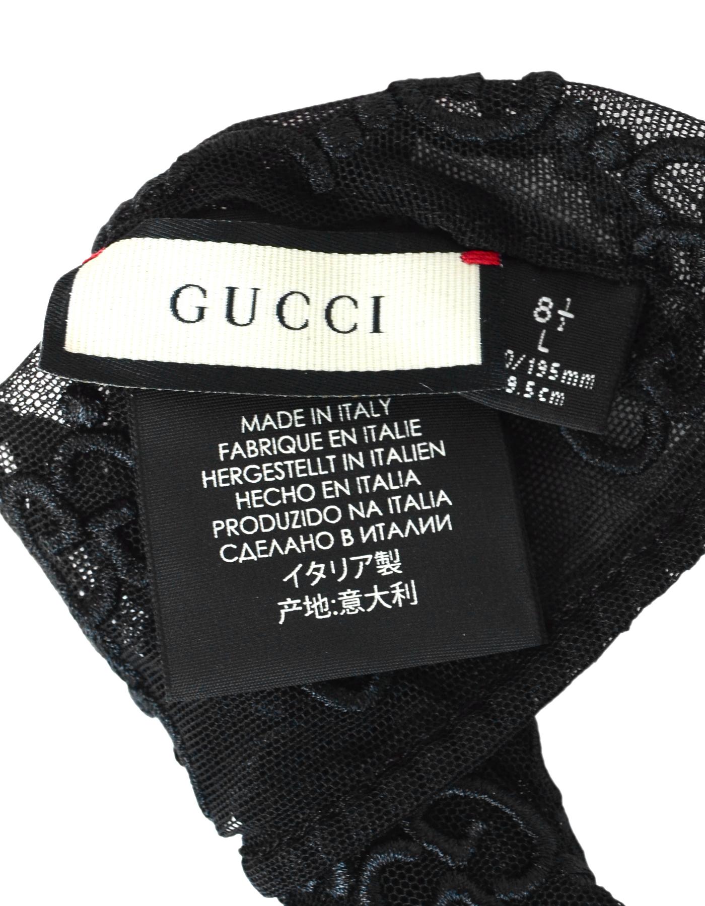 Women's Gucci NWT Black Tulle Gloves W/ GG Monogram Motif Sz 8.5 (L)