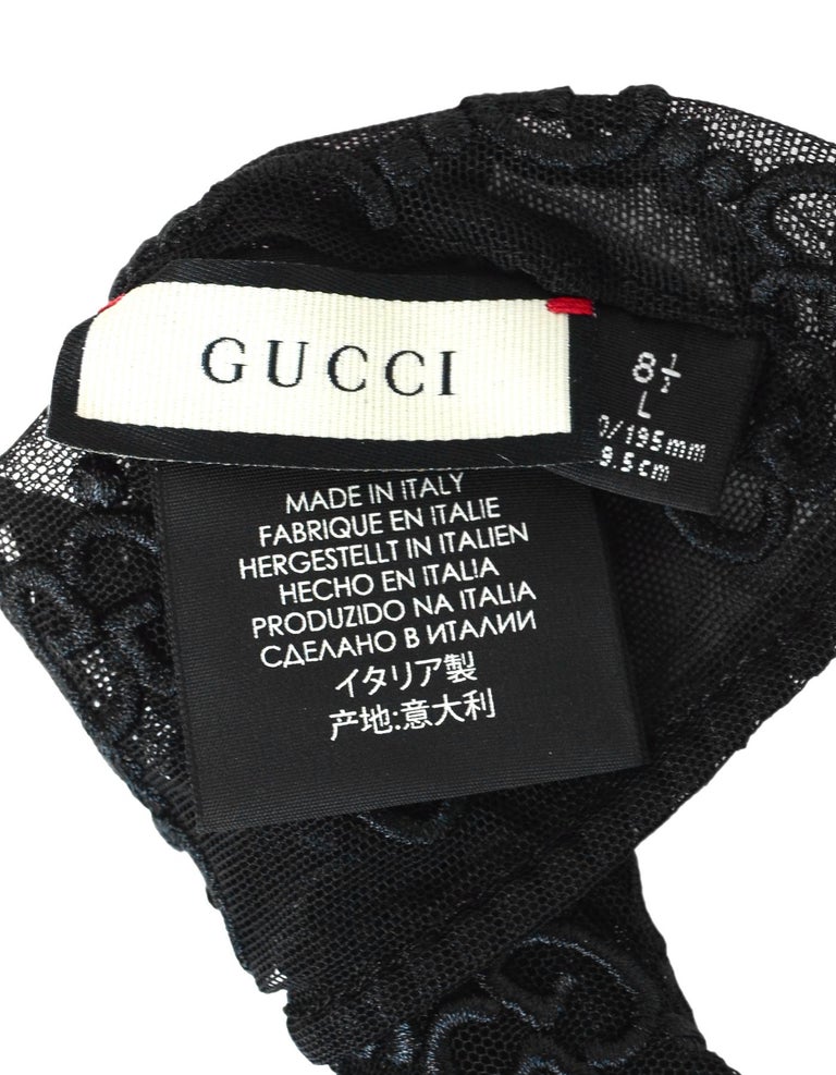 Gucci NWT Black Tulle Gloves W/ GG Monogram Motif Sz 8.5 (L) at 1stDibs